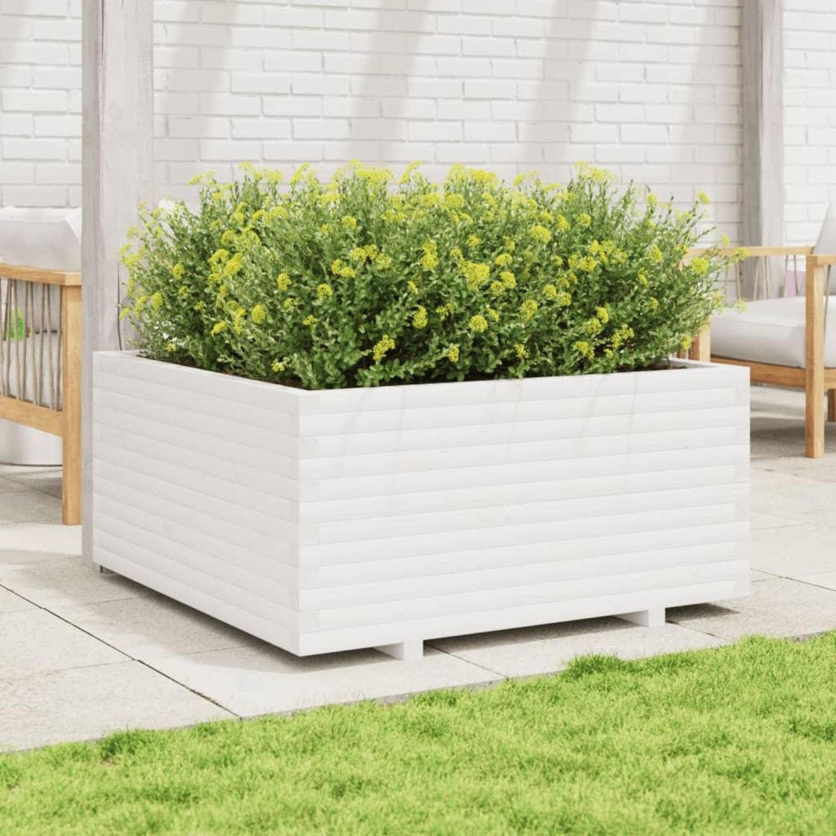 VIDAXL Jardiniere blanc 100x100x49,5 cm bois de pin massif
