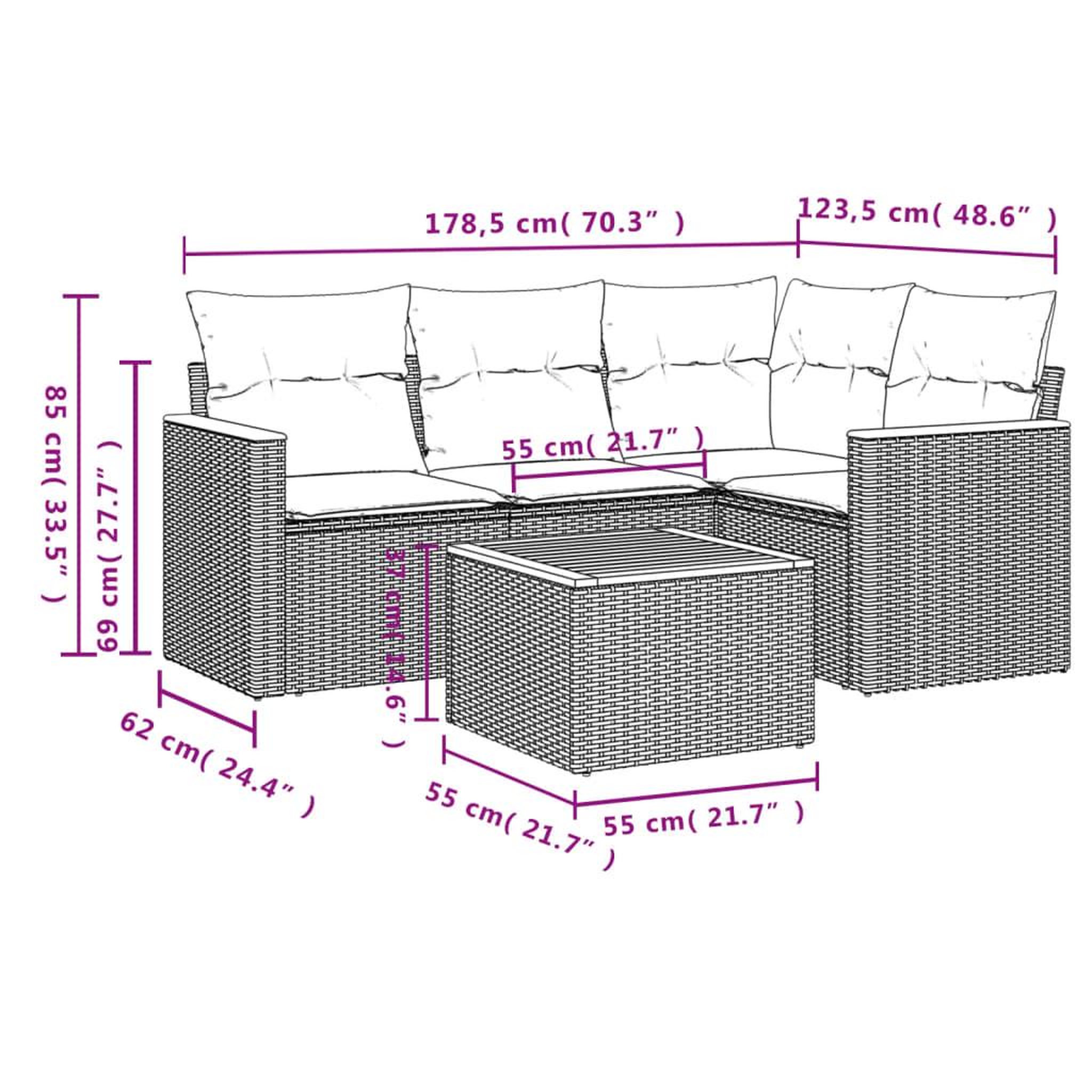 Voir la diapositive 4 : VIDAXL Salon de jardin 5 pcs avec coussins noir resine tressee