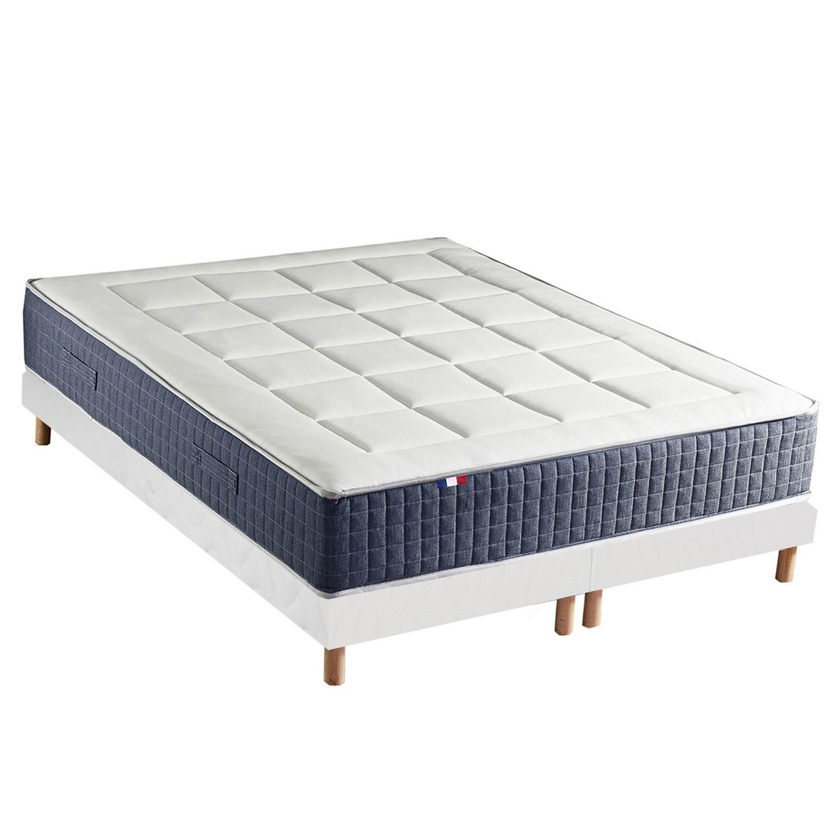 IDLITERIE Ensemble Matelas Ressort 7 zones + Mémoire de forme + Sommier KING STYLE Fabriqué en France