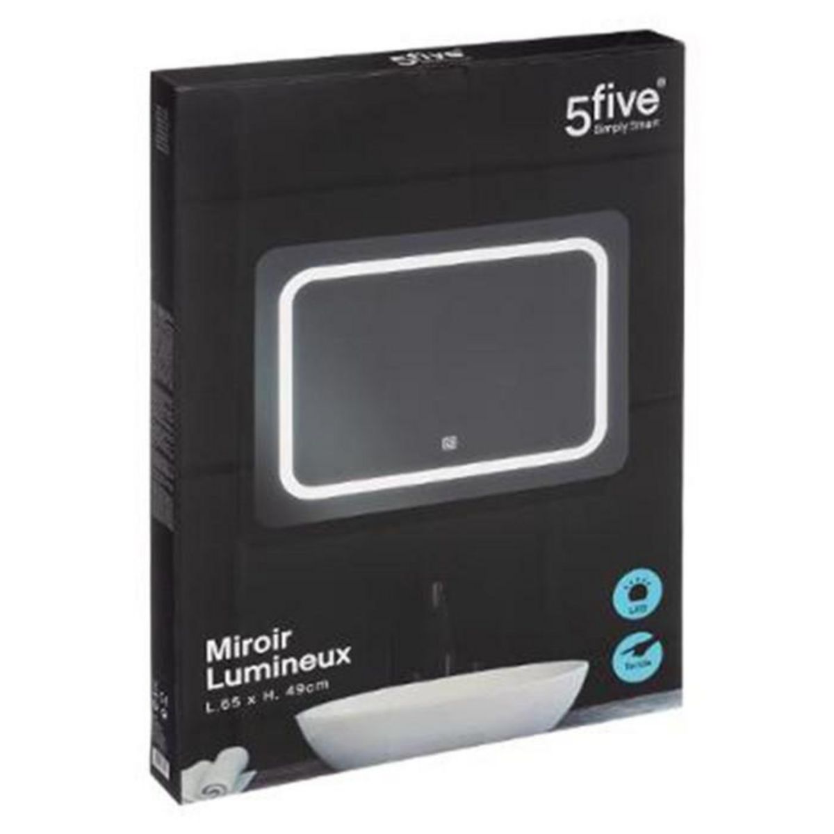 FIVE Miroir Mural Tactile  Led  65cm Transparent