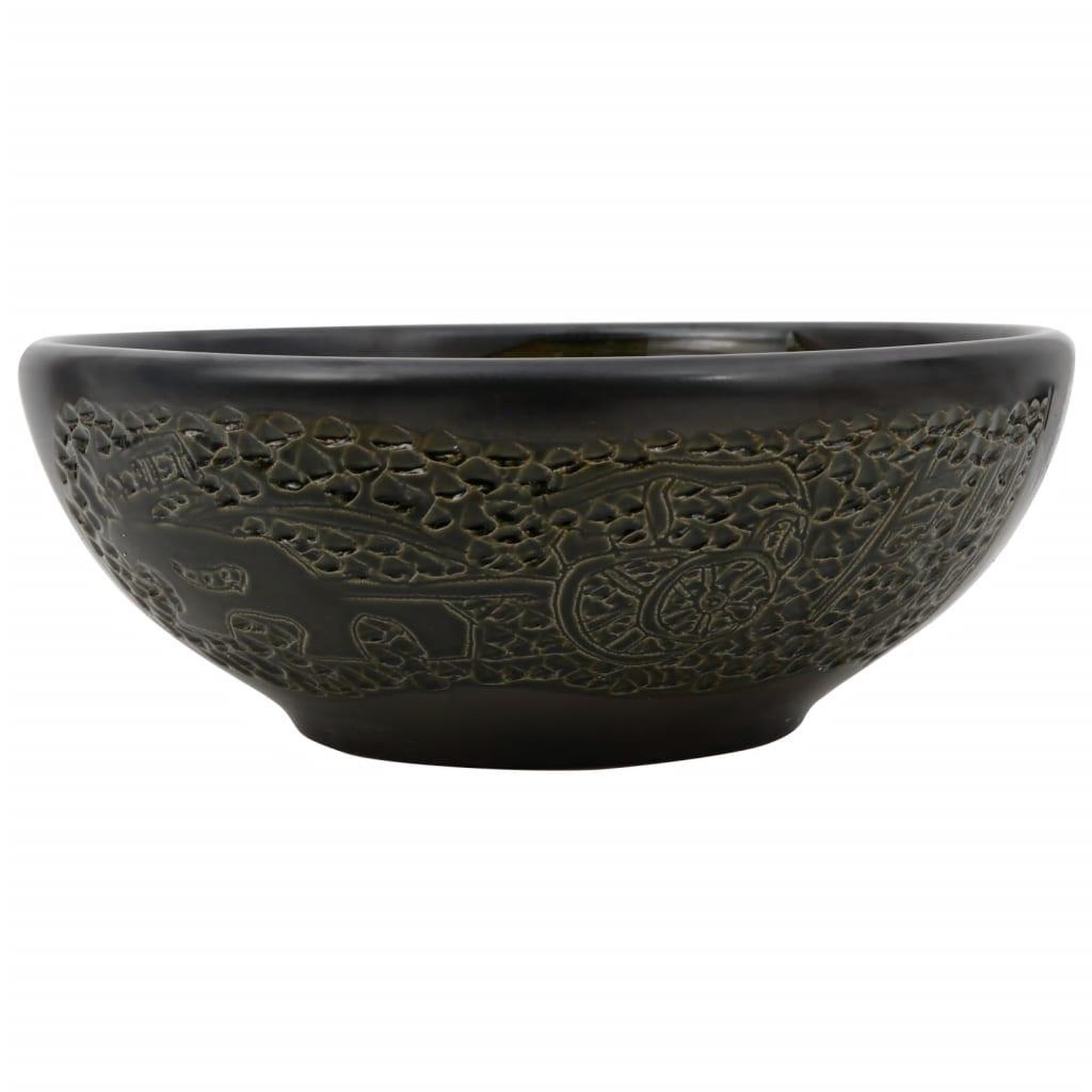 Voir la diapositive 2 : VIDAXL Vasque a poser noir rond Φ41x14 cm ceramique