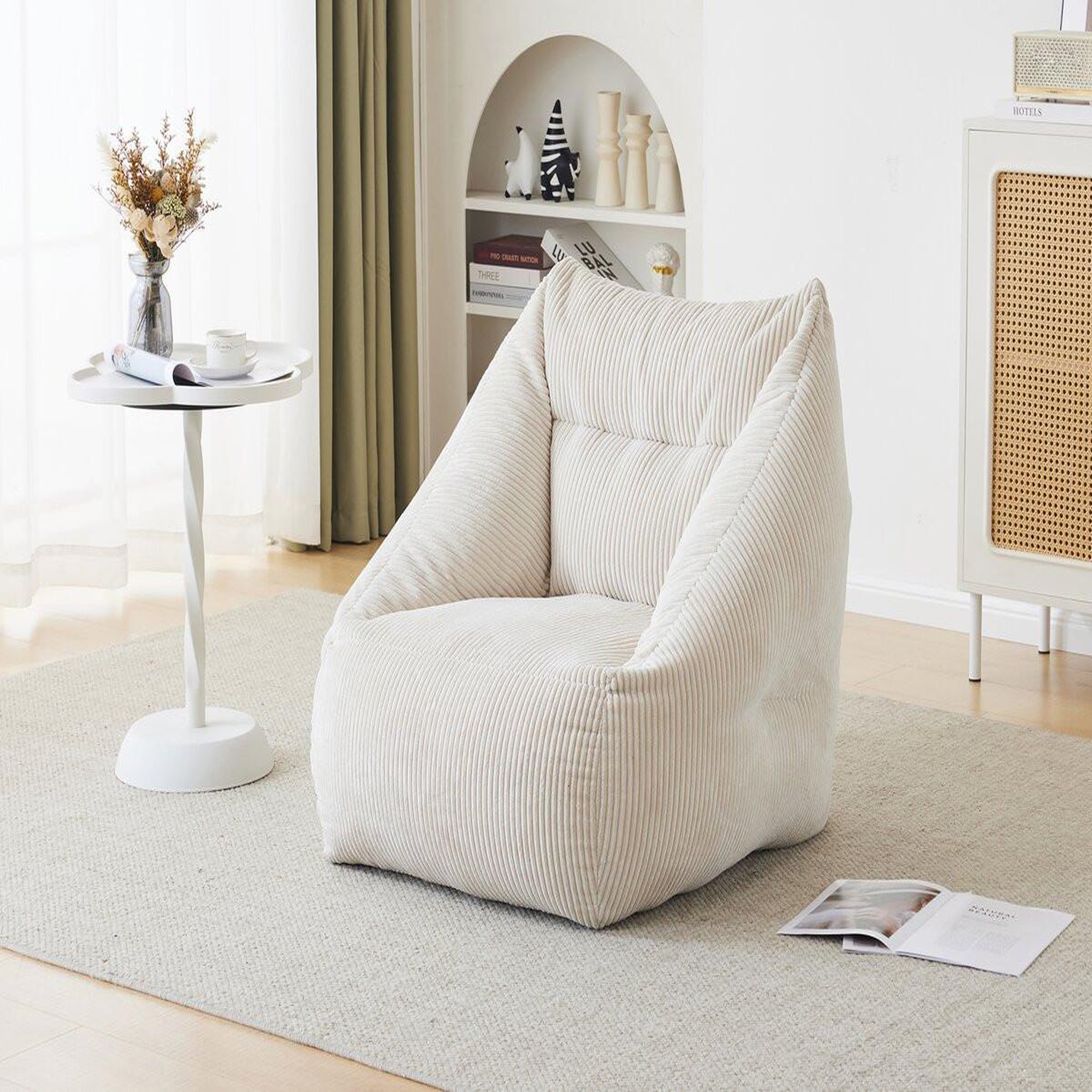 Voir la diapositive 2 : Habitat et Jardin Pouf en velours côtelé  Medellin  - Beige - 85 x 85 x 72 cm