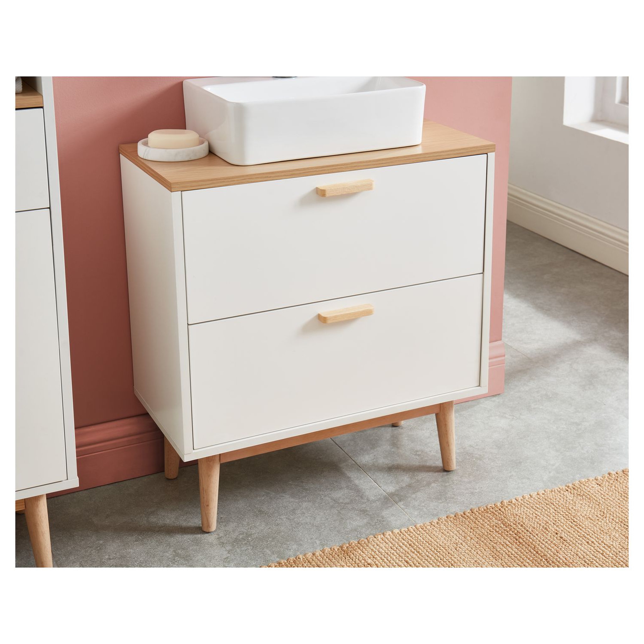 Voir la diapositive 2 : Meuble de salle de bain sous-vasque 2 tiroirs L60 cm LAGOA