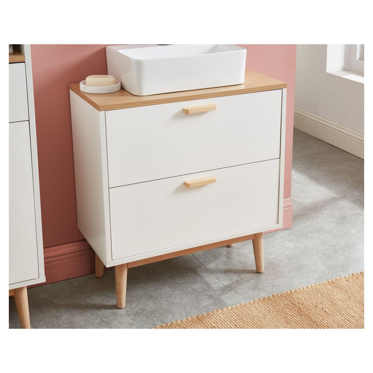 Meuble de salle de bain sous-vasque 2 tiroirs L60 cm LAGOA