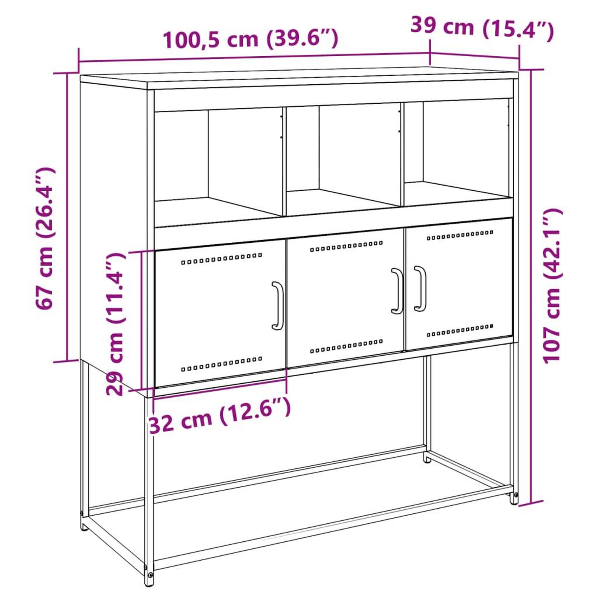 Voir la diapositive 6 : VIDAXL Buffet blanc 100,5x39x107 cm acier