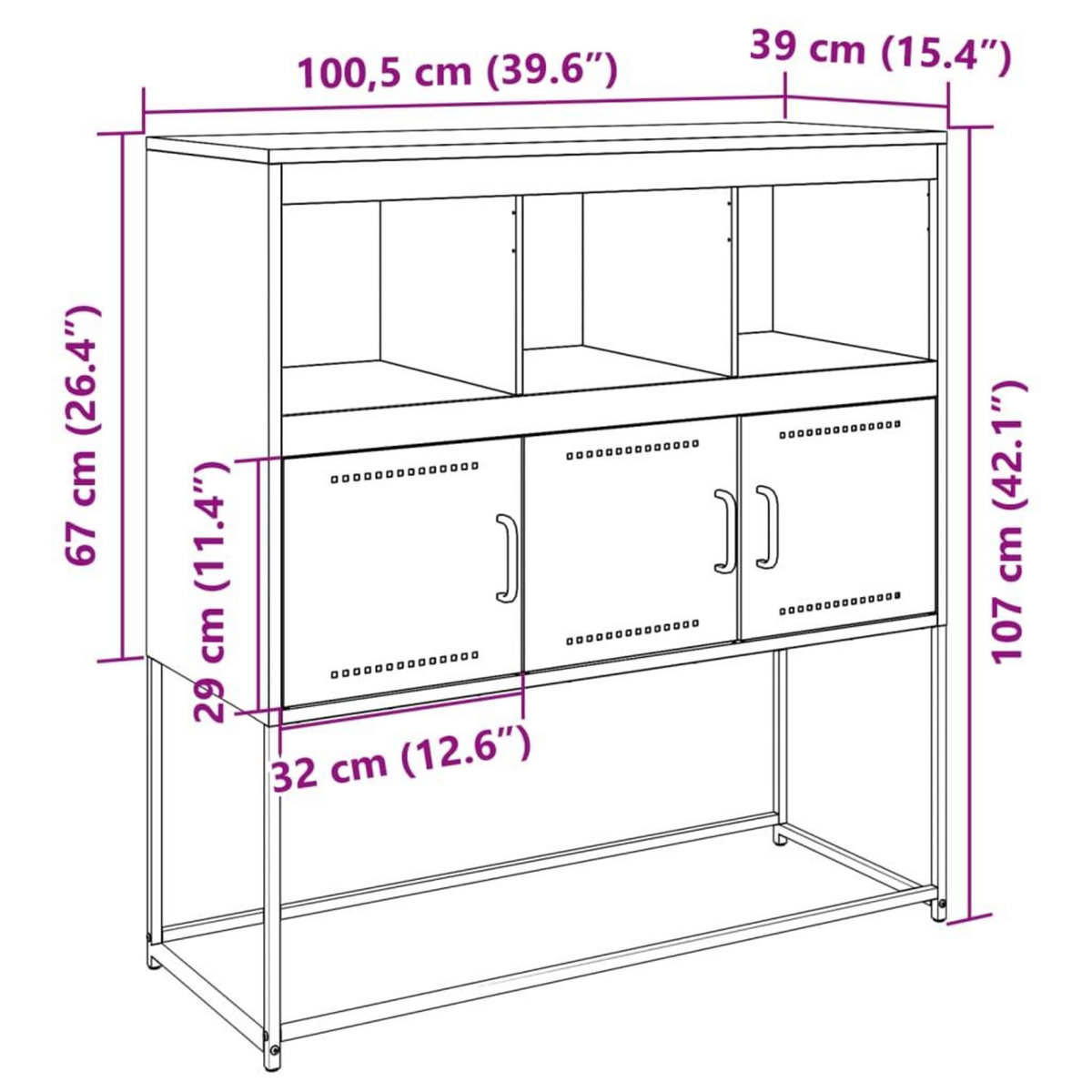 VIDAXL Buffet blanc 100,5x39x107 cm acier