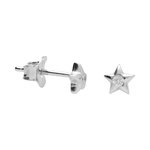 L'ATELIER D'AZUR Boucles d'Oreilles Argent 925/000 Rhodié - Etoile Sertie d'un Zirconium