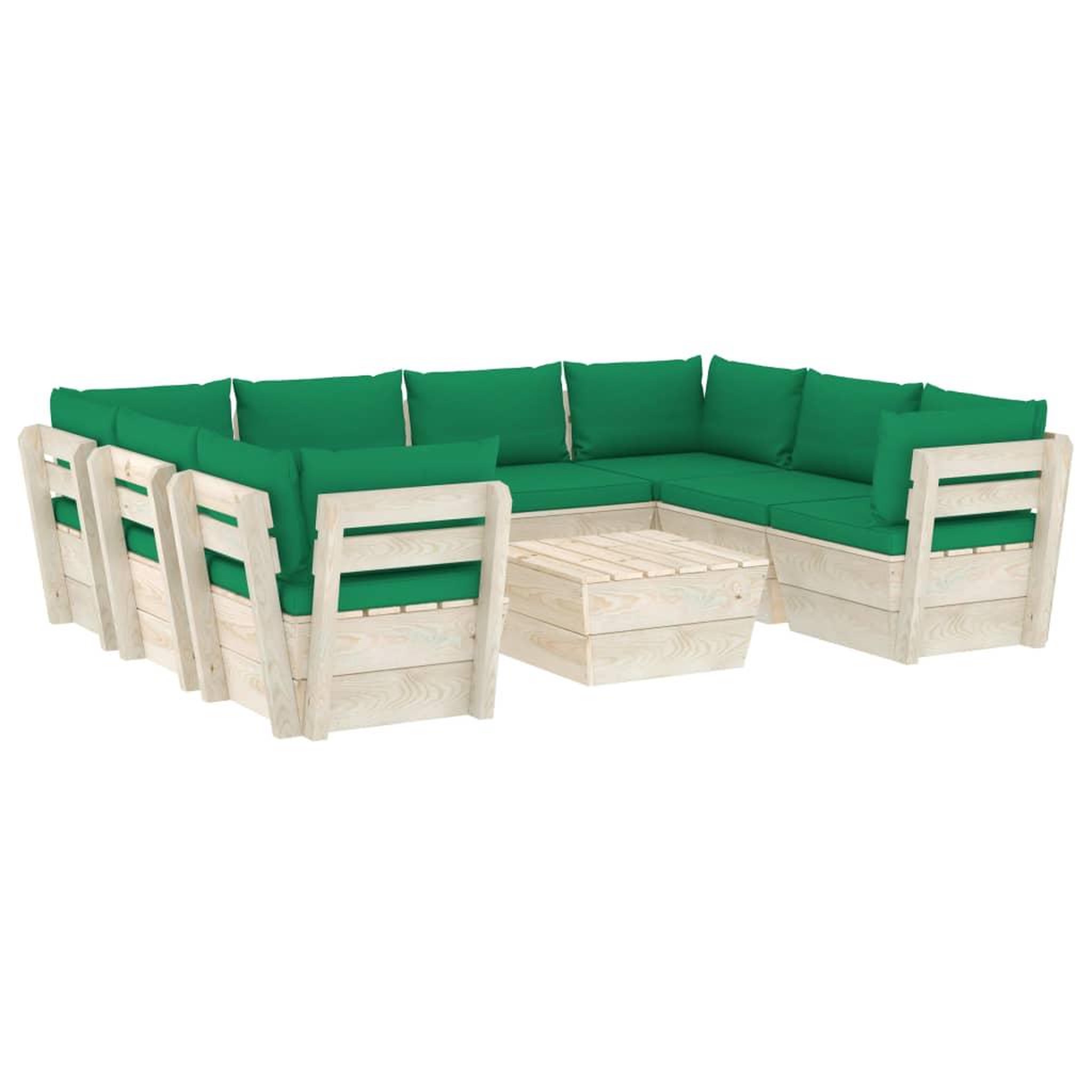 Voir la diapositive 2 : VIDAXL Salon de jardin palette 9 pcs avec coussins bois d'epicea