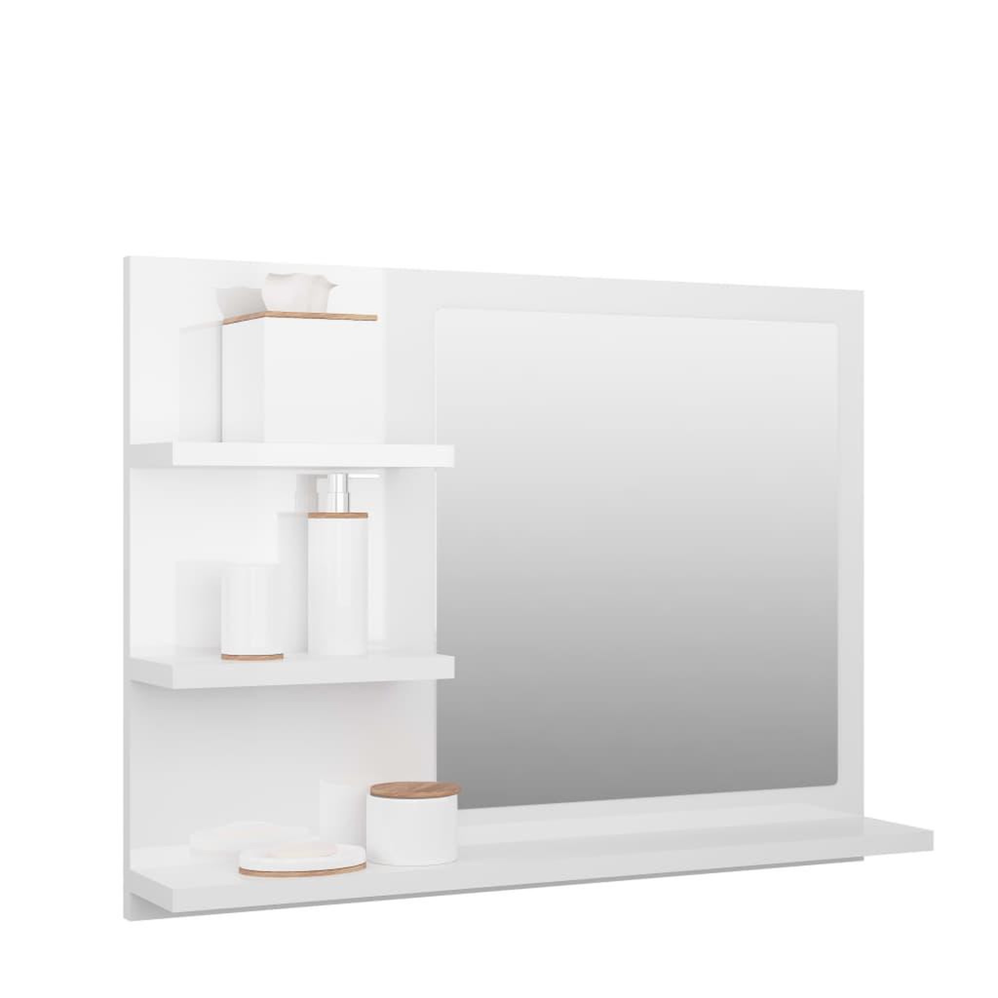 Voir la diapositive 3 : VIDAXL Miroir de salle de bain blanc brillant bois d'ingenierie