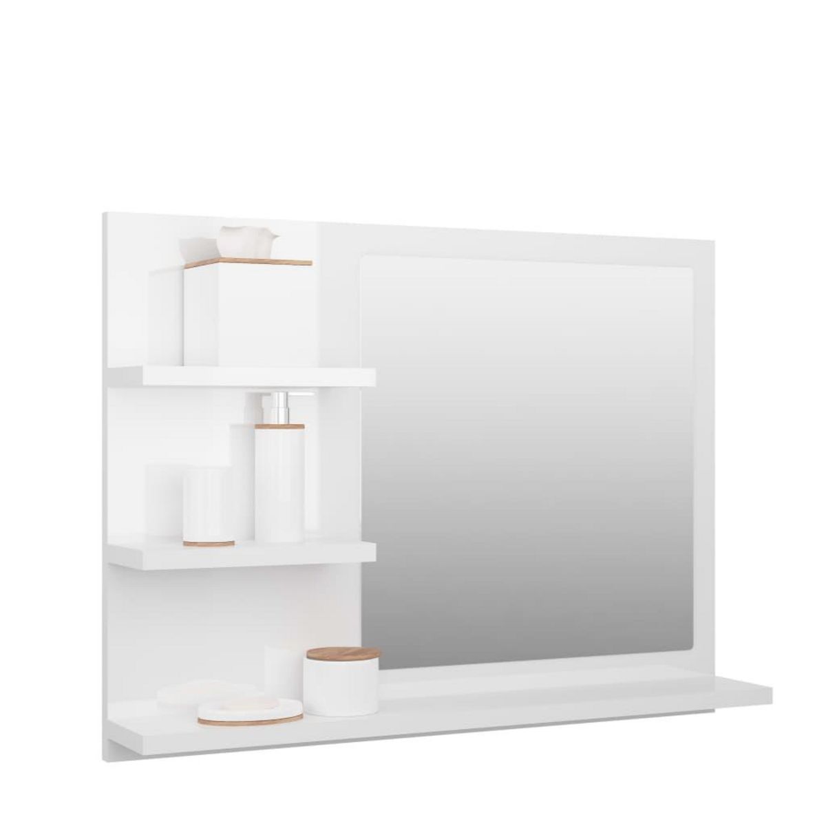 VIDAXL Miroir de salle de bain blanc brillant bois d'ingenierie