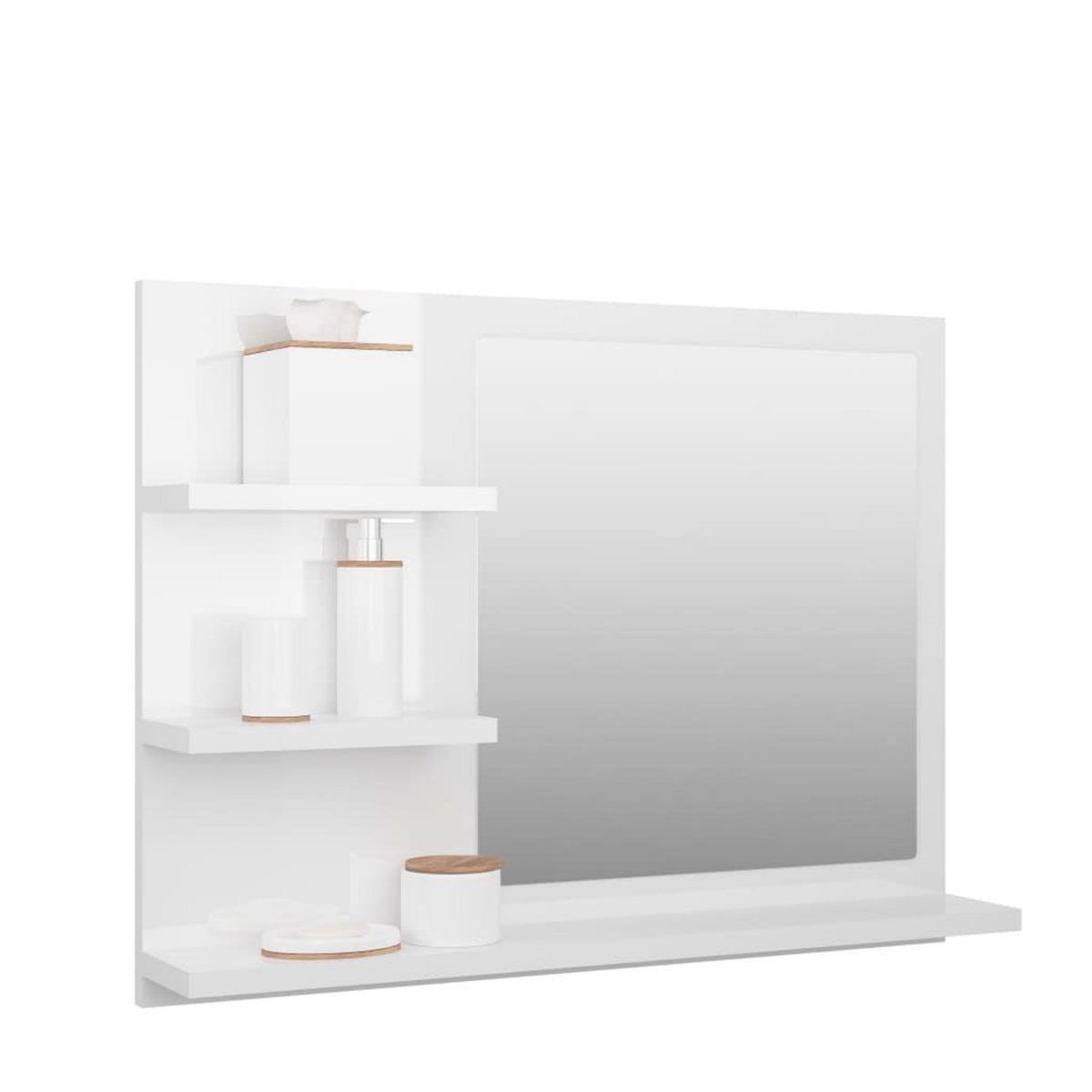 VIDAXL Miroir de salle de bain blanc brillant bois d'ingenierie
