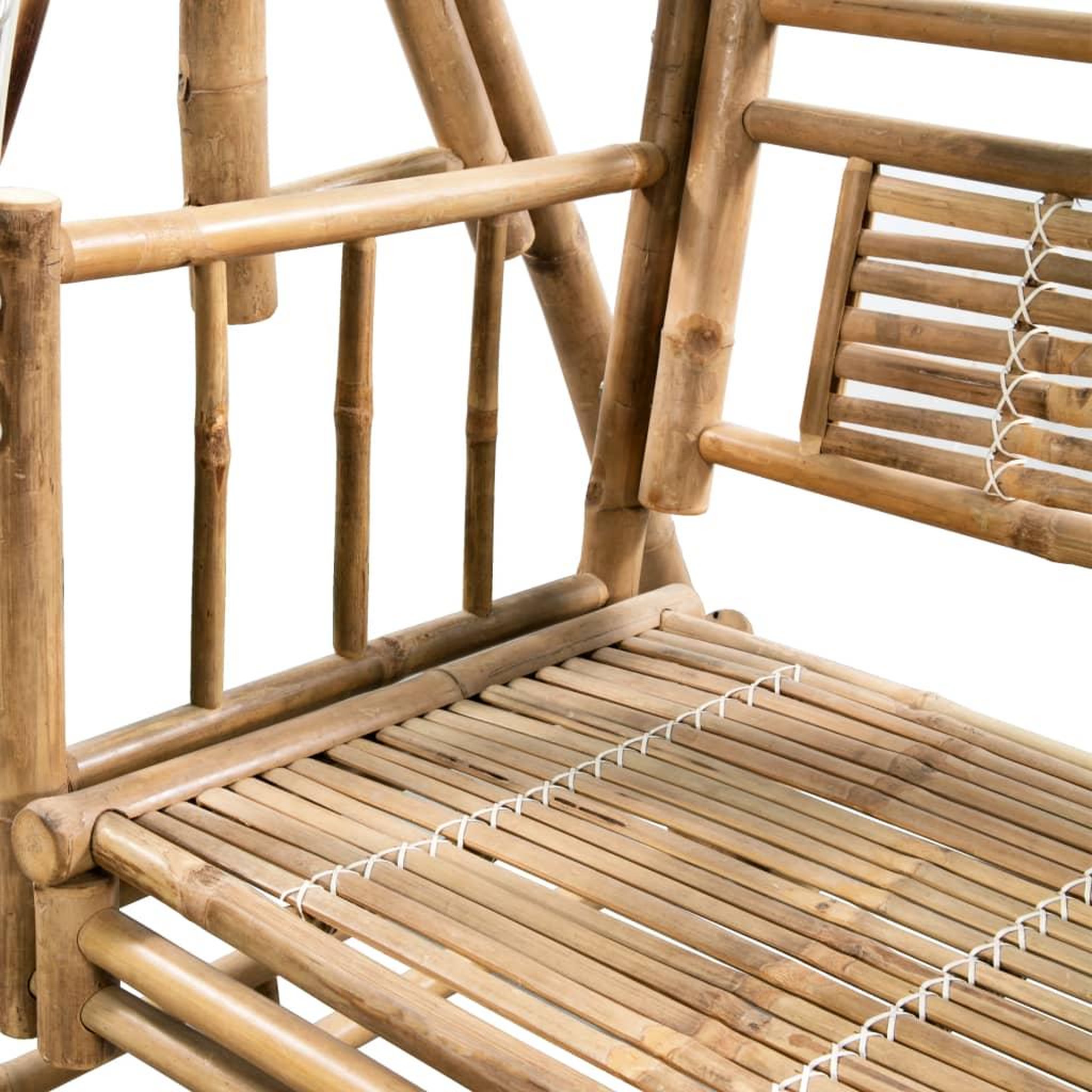 Voir la diapositive 5 : VIDAXL Balancelle 2 places feuilles de palmier et coussin 202cm Bambou