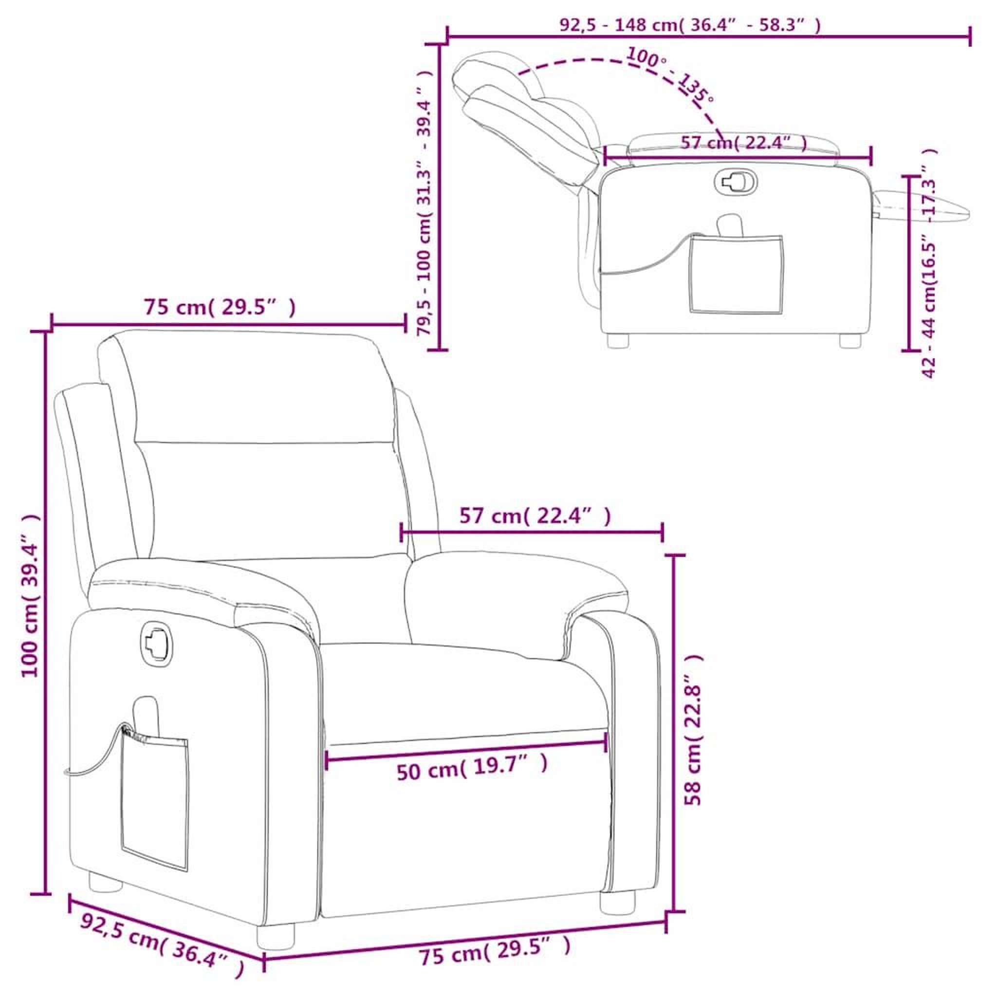 Voir la diapositive 6 : VIDAXL Fauteuil inclinable de massage Creme Similicuir