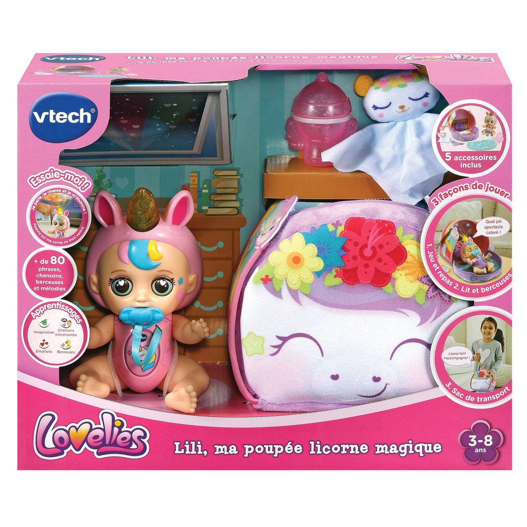 Poupée Licorne Magique VTech Emmy – Corne Lumineuse, 2 Modes, Sac Inclus