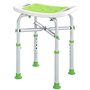 Voir la diapositive 5 : HOMCOM Siège de douche réglable en hauteur tabouret de douche ergonomique pieds antidérapants charge max. 150 Kg alu HDPE blanc vert