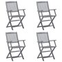 Voir la diapositive 2 : VIDAXL Chaises pliables d'exterieur lot de 4 et coussins Bois d'acacia
