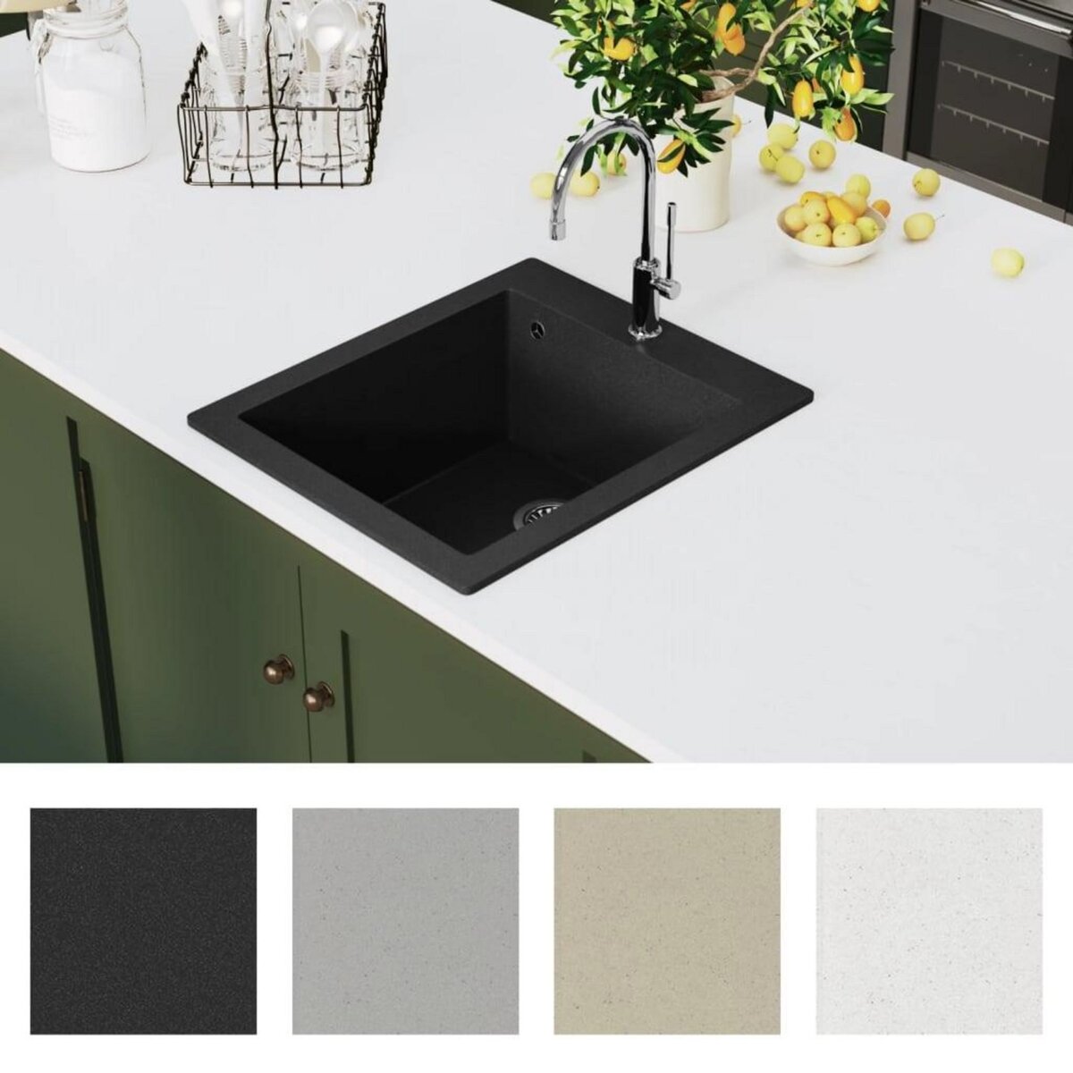 VIDAXL Evier de cuisine Granite Noir