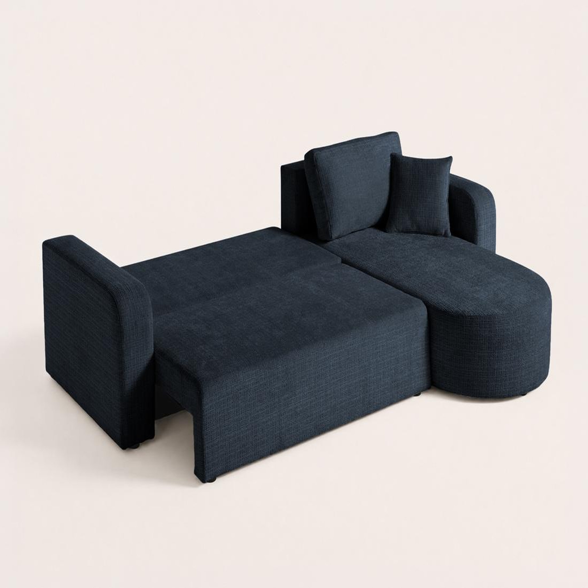 Voir la diapositive 6 : BEST MOBILIER Miro - canapé d'angle réversible - 4 places - convertible avec coffre - en velours texturé
