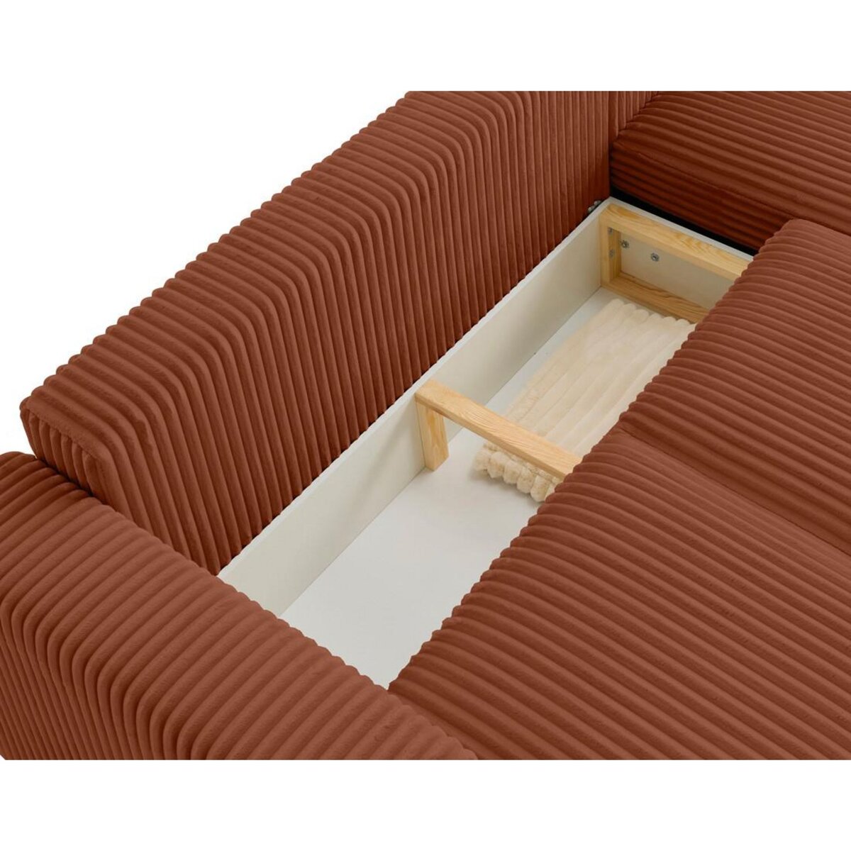 LISA DESIGN Livy - canapé d'angle réversible 4 places convertible avec coffre en velours côtelé grosses côtes