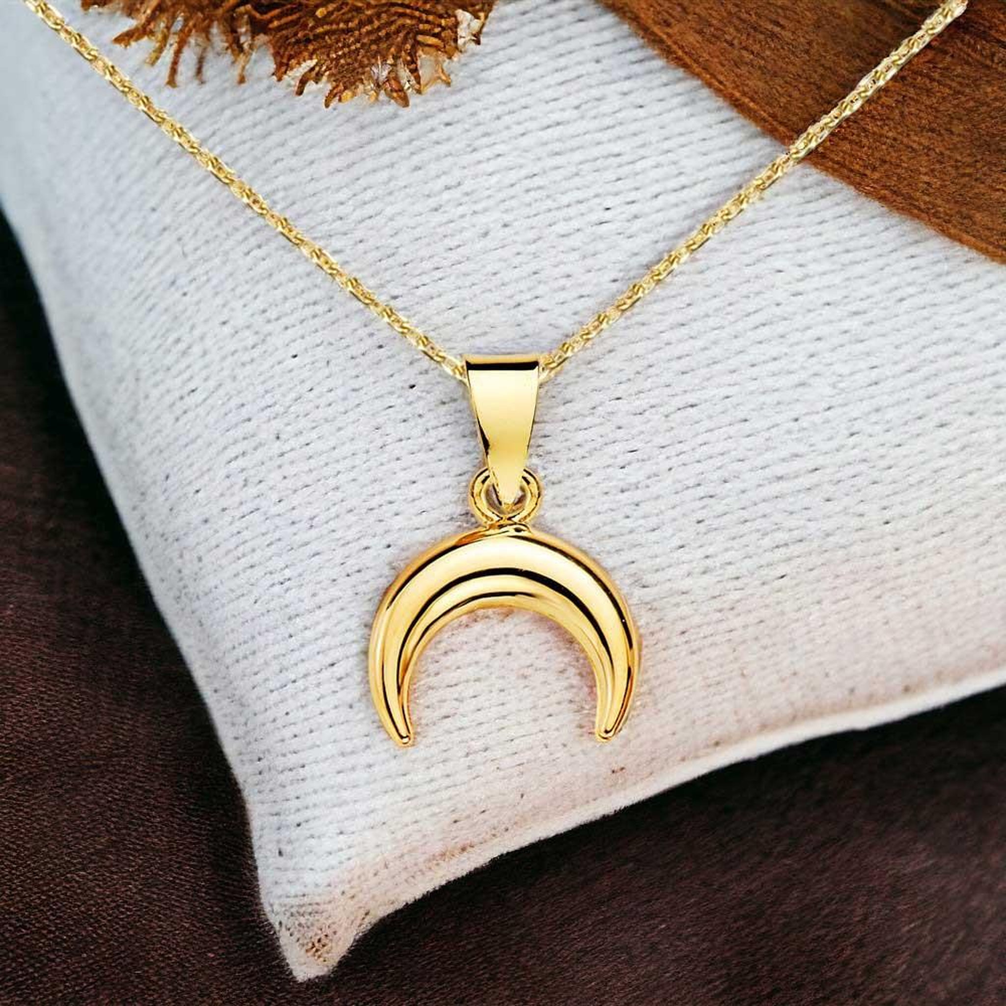 Voir la diapositive 2 : L'ATELIER D'AZUR Collier - Pendentif Or 18 Carats 750/000 Jaune  - Corne - Chaine Dorée