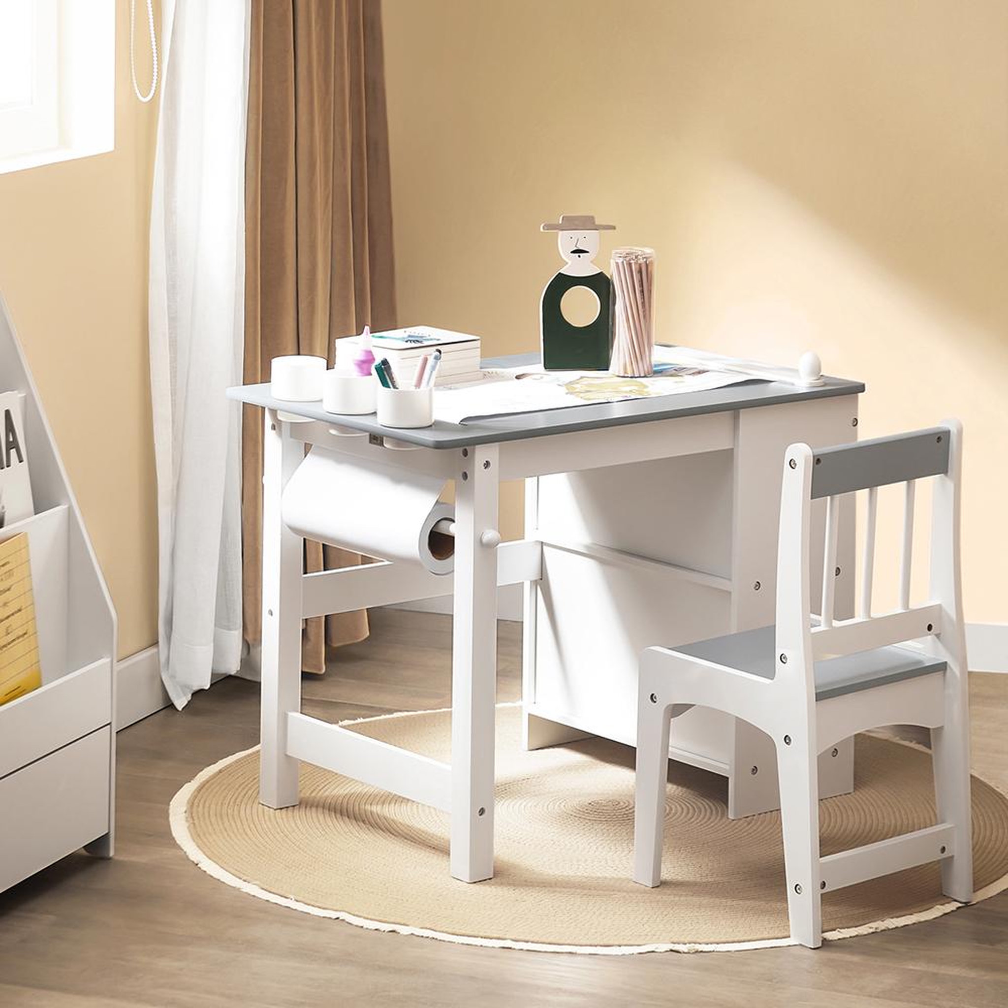Voir la diapositive 5 : SOBUY SoBuy - Ensemble Table Et Chaise Enfant avec 2 étagères - Nordique - KMB60