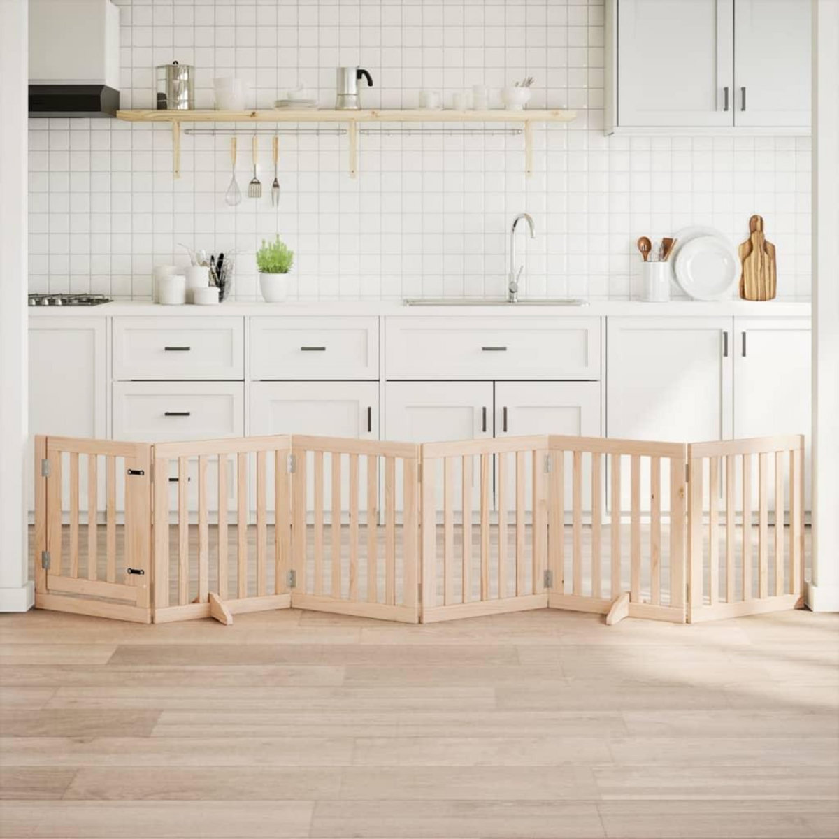 VIDAXL Barriere pour chiens avec porte 6 panneaux bois de peuplier