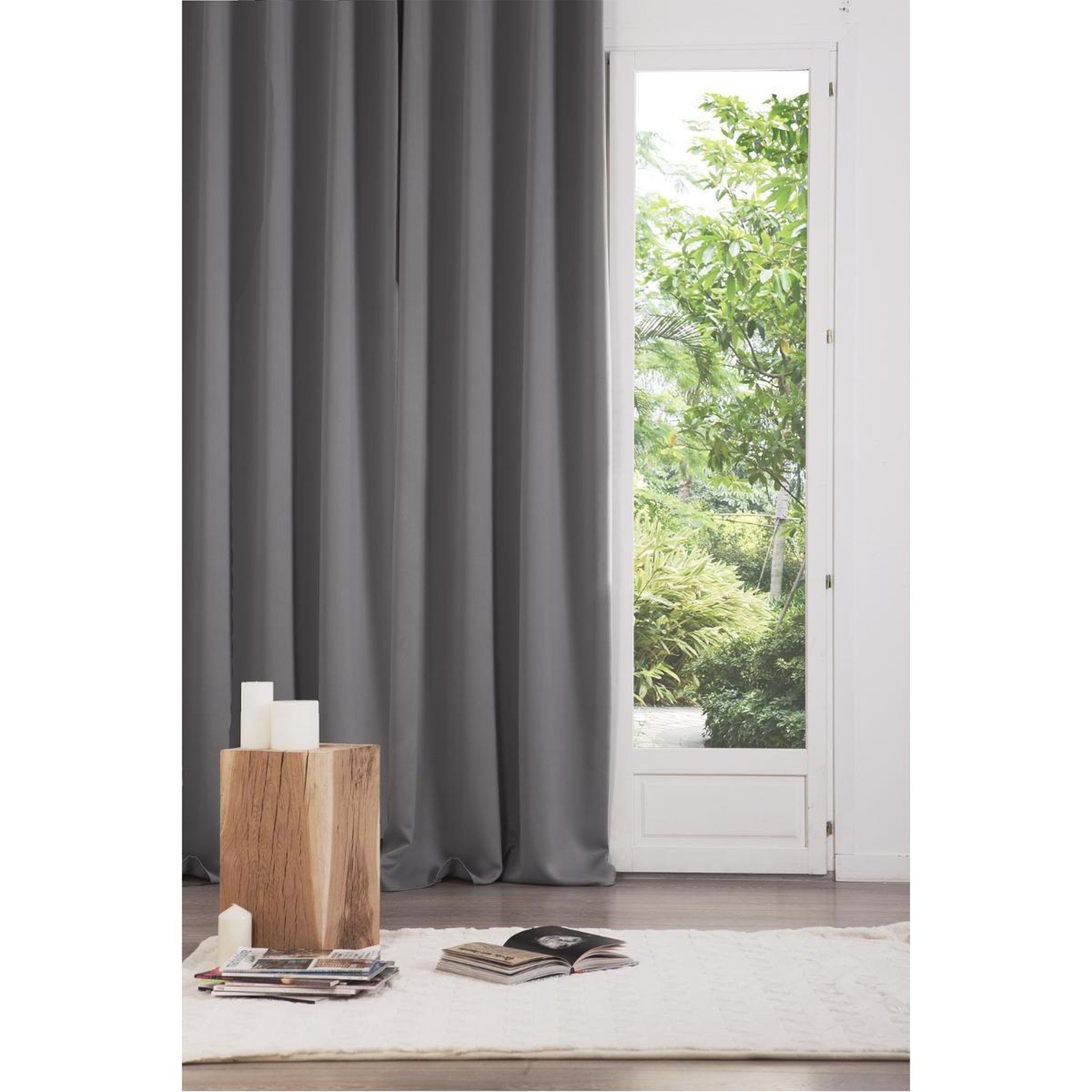 Voir la diapositive 4 : ATMOSPHERA Lot de 2 rideaux occultants  kerry  135x240cm gris