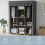 Voir la diapositive 6 : HOMCOM Armoire penderie multi-rangement - 8 étagères, 2 barres - dim. 125L x 43l x 162,5H cm - acier noir non tissé gris