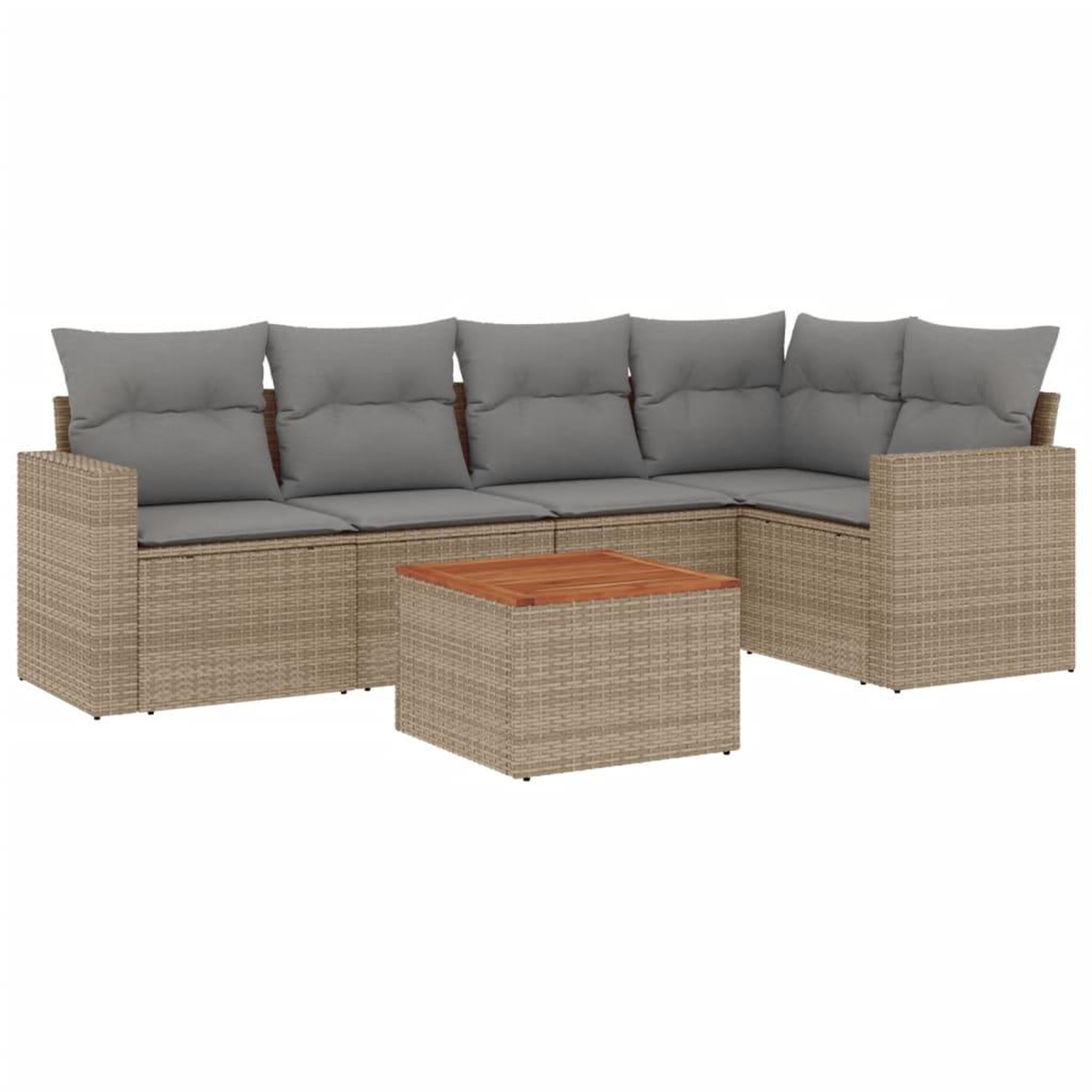 Voir la diapositive 2 : VIDAXL Salon de jardin avec coussins 6pcs melange beige resine tressee