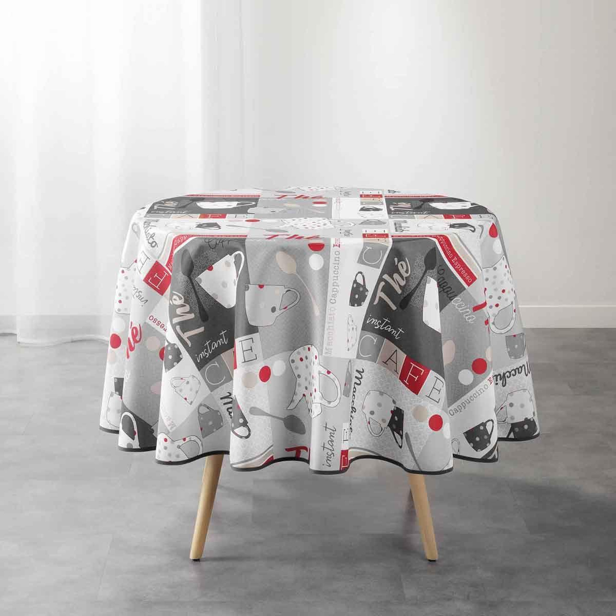 Voir la diapositive 1 : Douceur d'Intérieur Nappe ronde imprimée  déjeuner  180cm gris