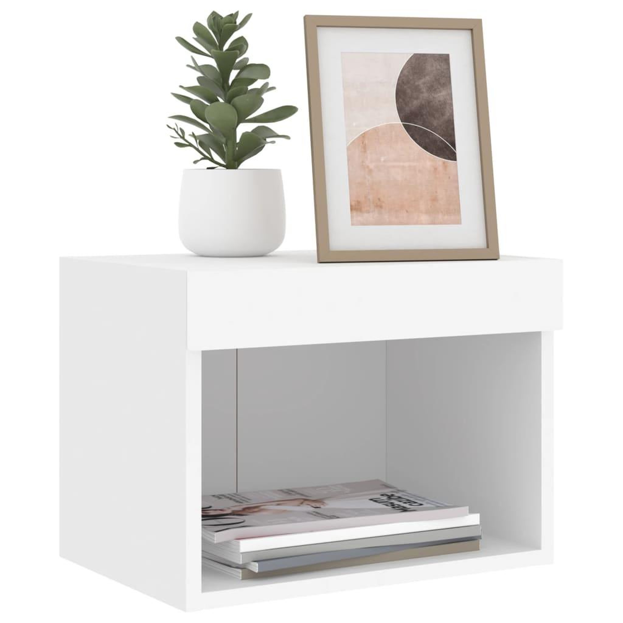 Voir la diapositive 5 : VIDAXL Table de chevet murale avec lumieres LED blanc