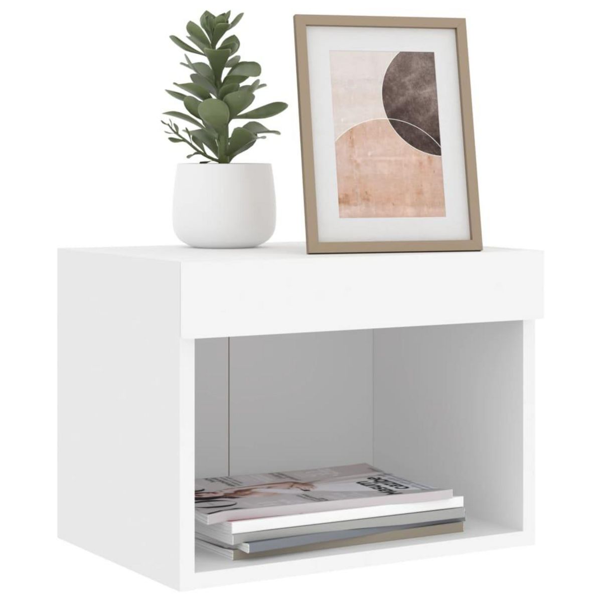 VIDAXL Table de chevet murale avec lumieres LED blanc