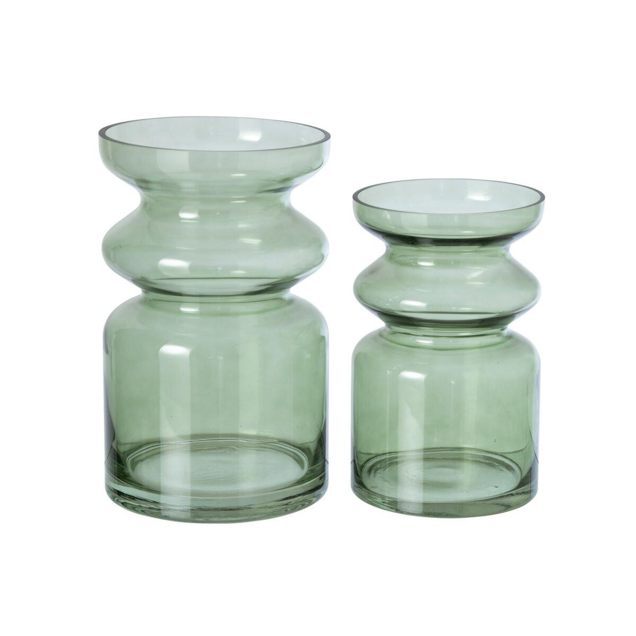 Voir la diapositive 2 : J-LINE Vase Design en Verre  Kurt  30cm Vert Olive
