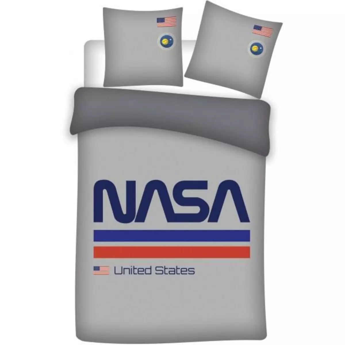 NASA La Nasa - Parure de Lit Enfant Fusée - Housse de Couette 140x200 Taie d'Oreiller 63x63 cm