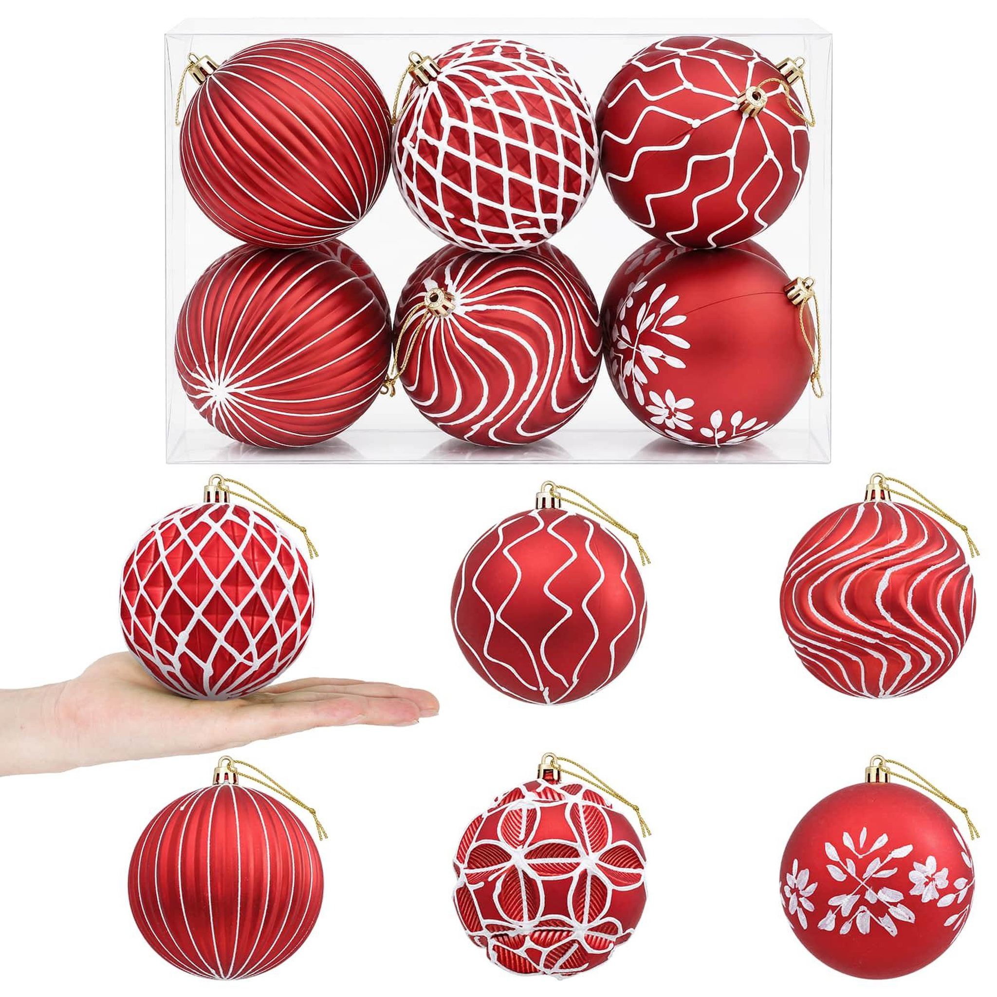VIDAXL Ensemble de boules de Noël XL 12 pc Rouge et Blanc Diam. 10 cm