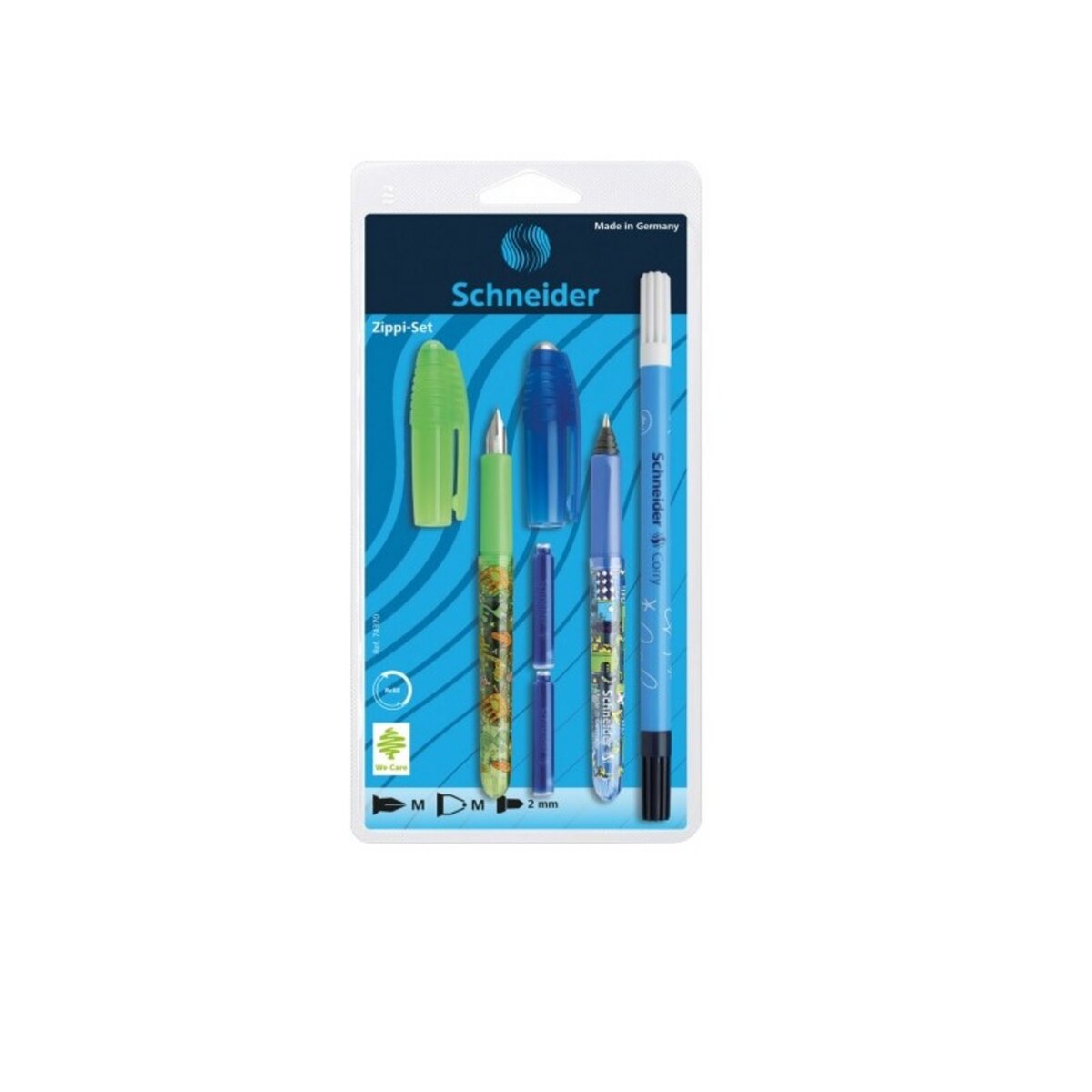 Schneider Zippi - Set de stylo plume avec roller + 2 cartouches + 1 effaçeur