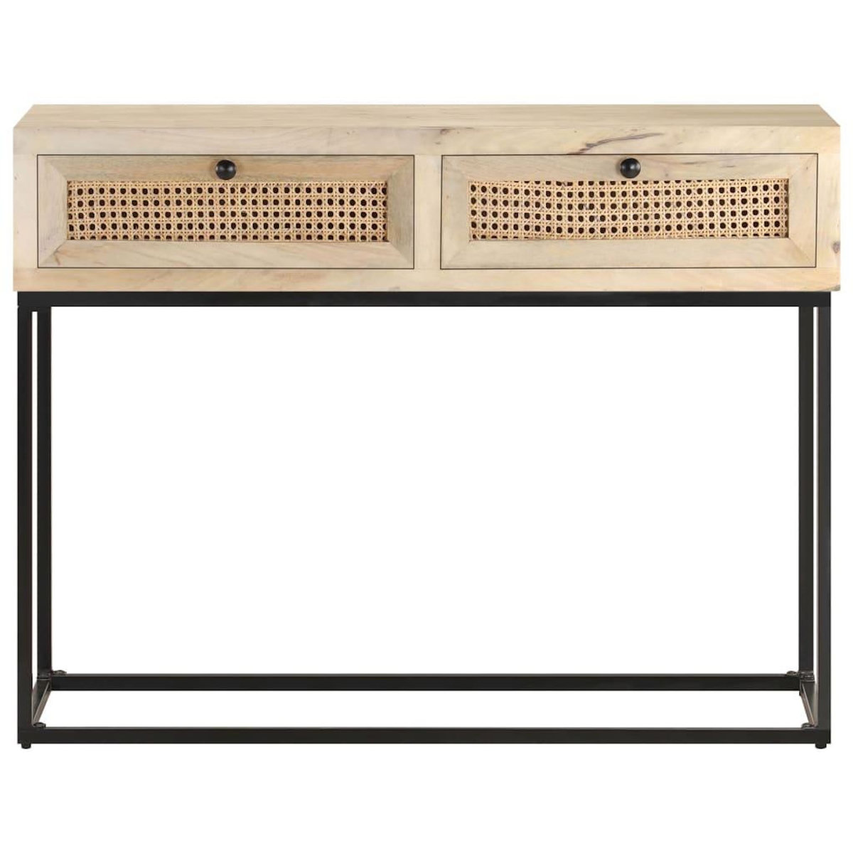 VIDAXL Table console 100x35x76 cm Bois de manguier et canne naturelle