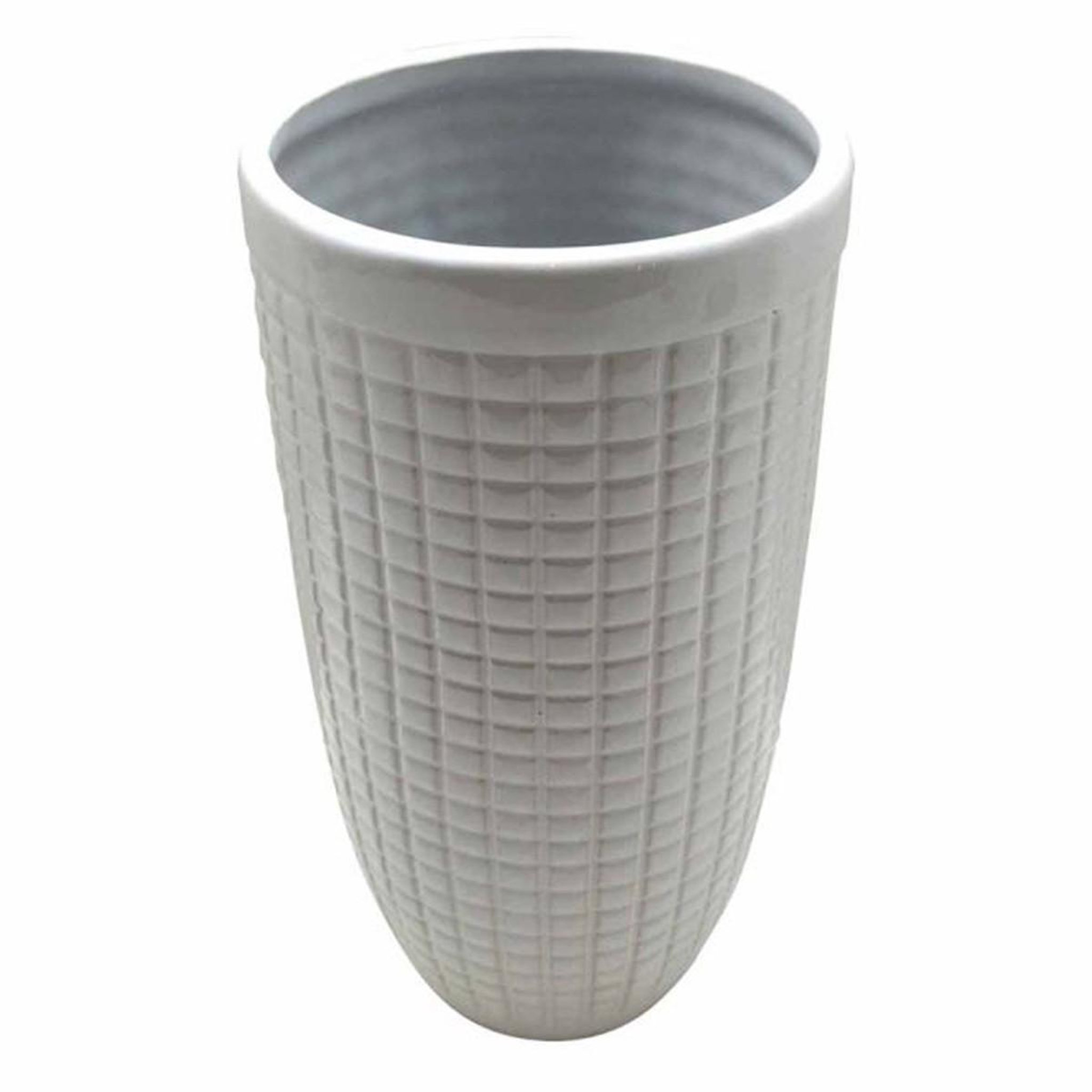 HOMEA Vase déco en céramique  quadri  27cm blanc