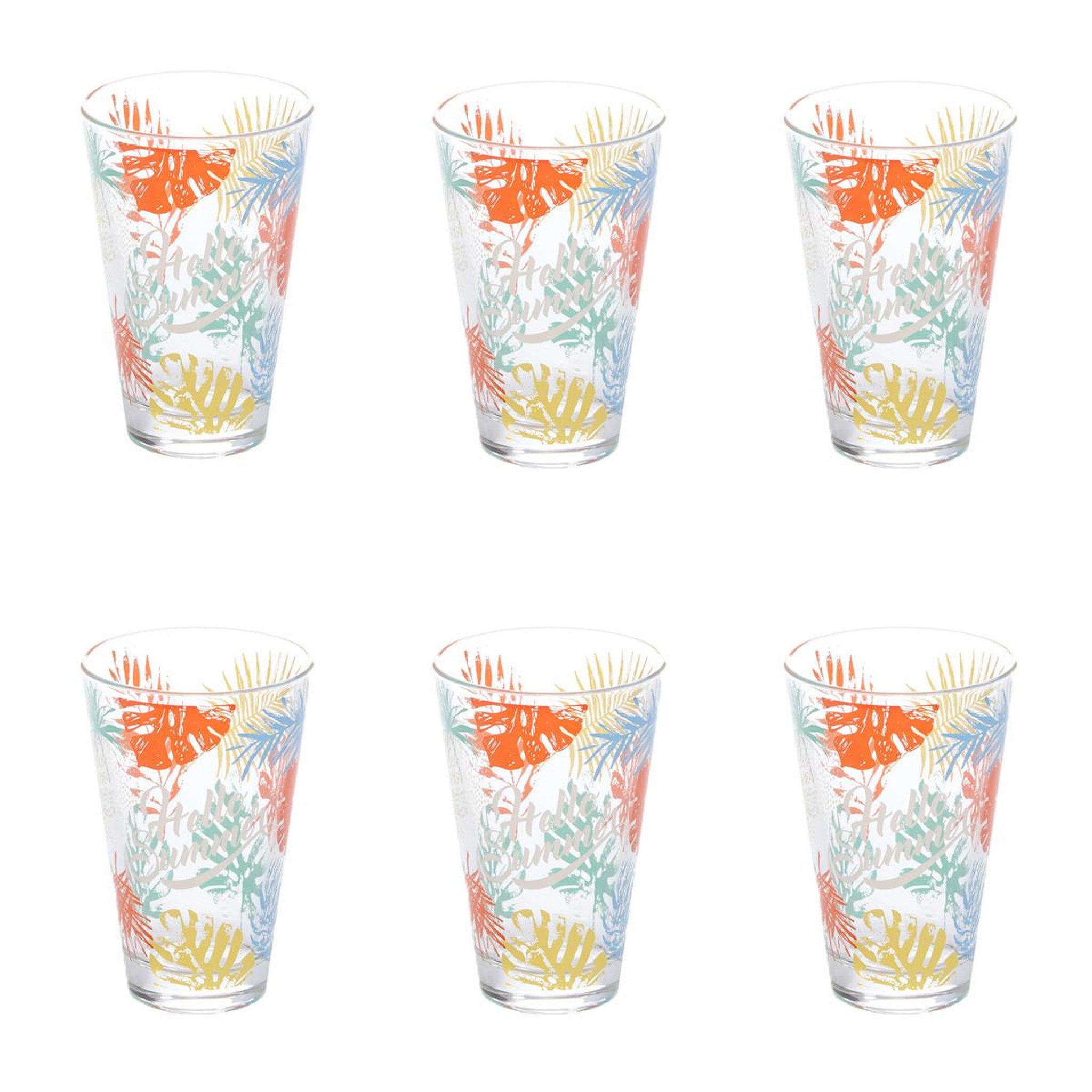 SECRET DE GOURMET Lot de 6 verres hauts  hello summer  31cl multicolore