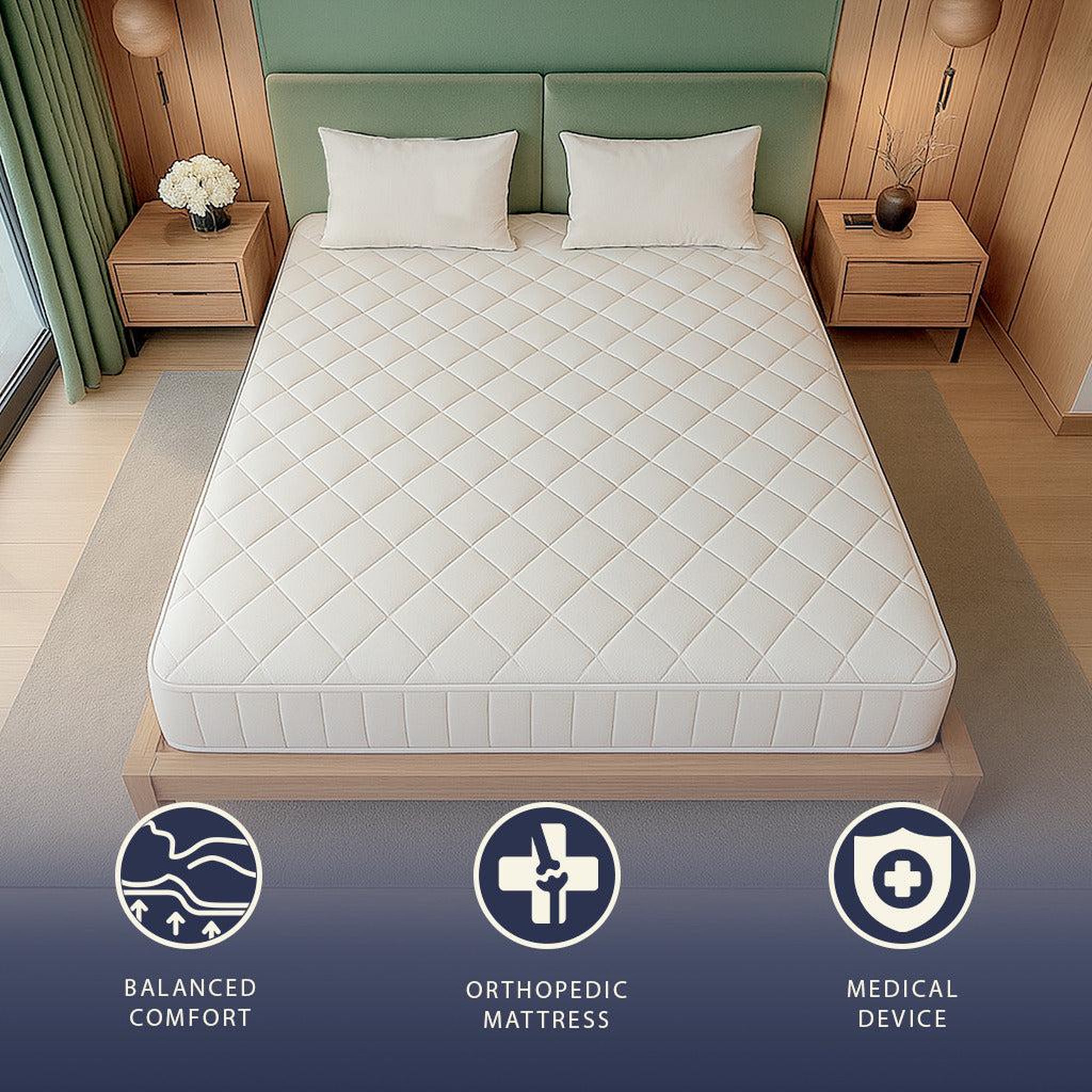 Voir la diapositive 5 : THE WHITE STONE Matelas 80x190 en Mémoire de Forme | Hauteur 20 cm | Orthopédique & Ignifuge | Revêtement Anallergique et Antibactérien | Fabriqué en Italie