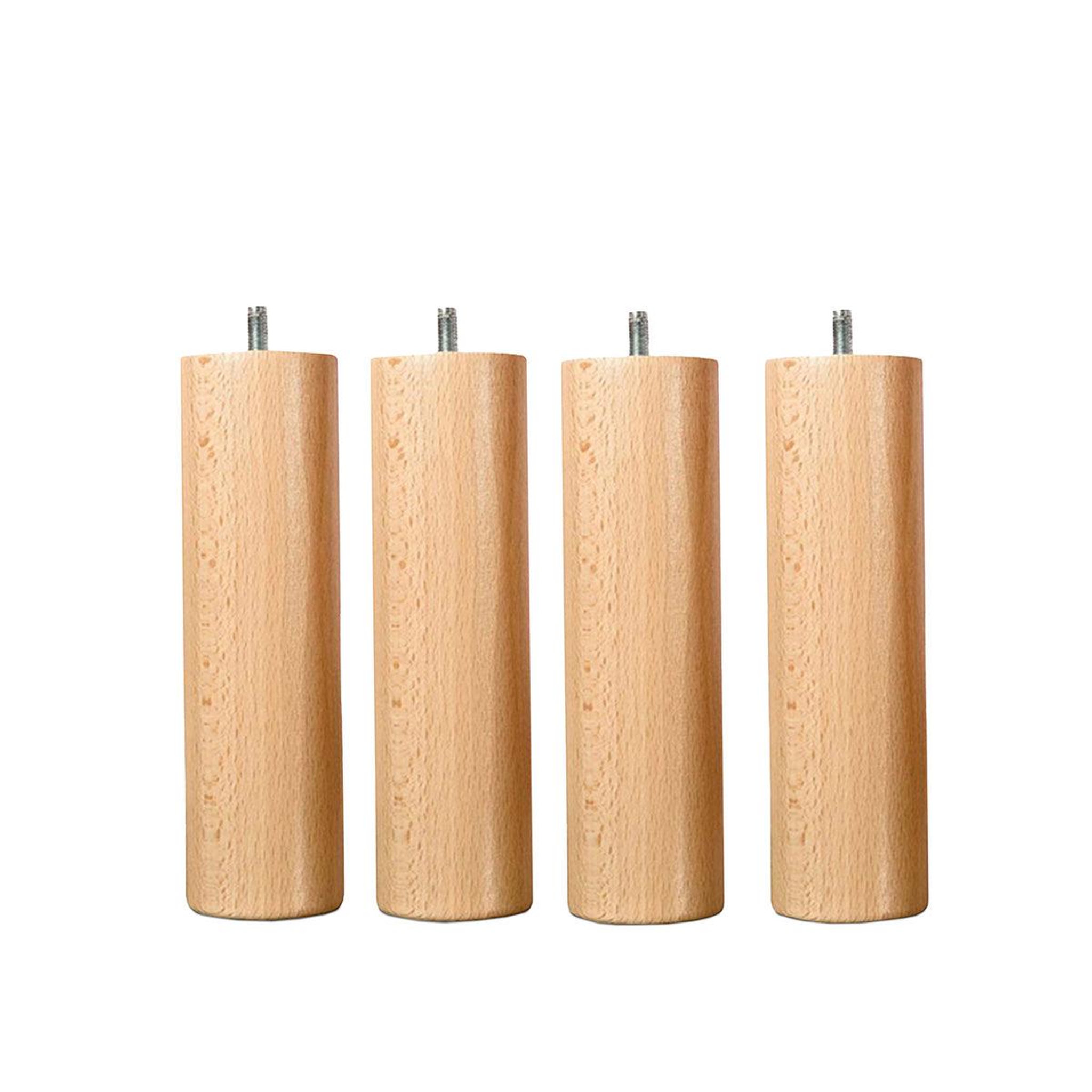 Voir la diapositive 3 : BELLECOUR BELLECOUR LITERIE | Jeu de pieds de lit cylindriques en bois (lot de 4)