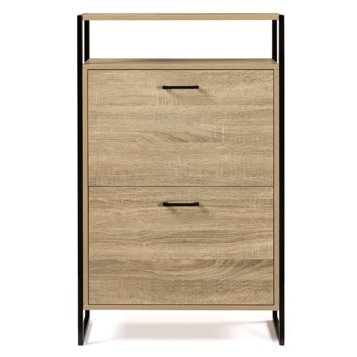 ID MARKET Meuble à chaussures 12 paires LUIS 2 portes avec étagère supérieure design industriel