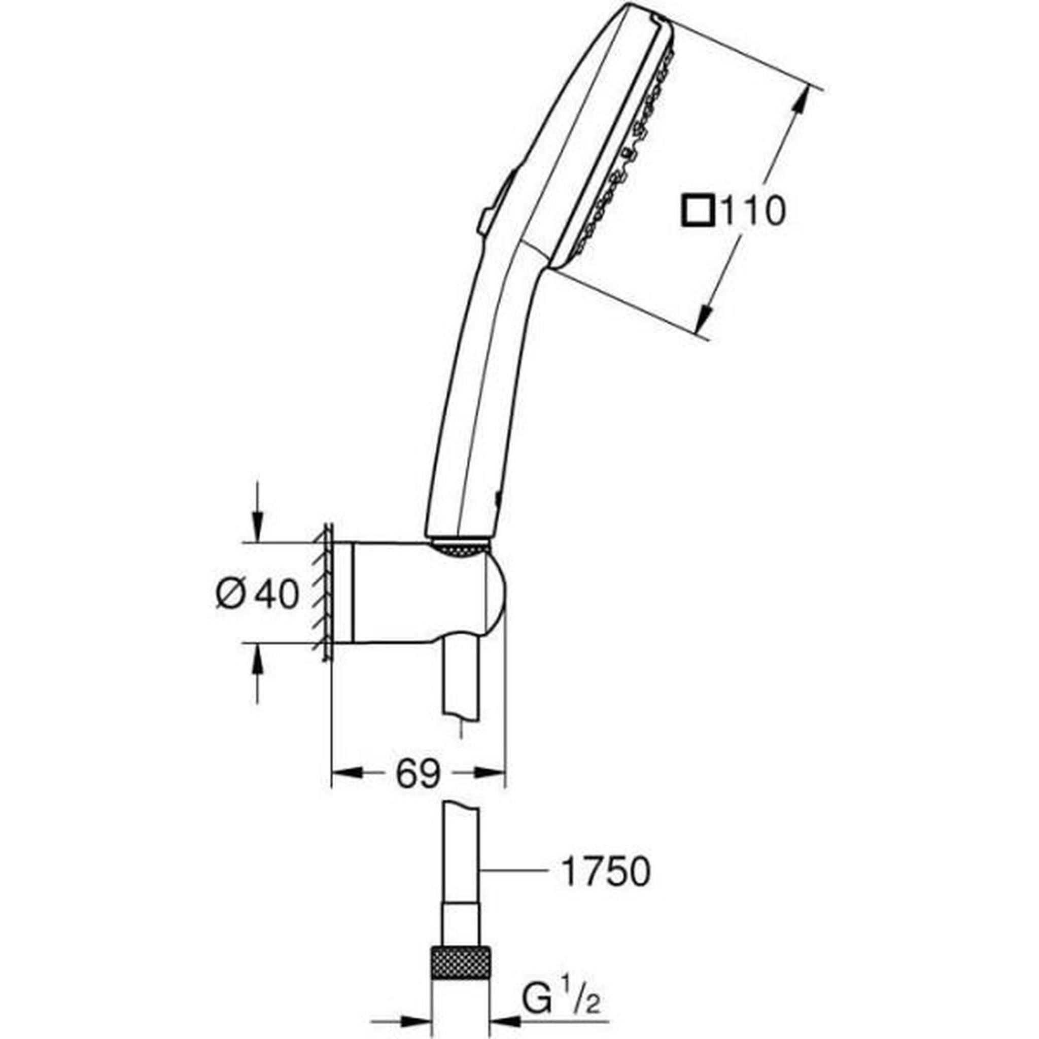 Voir la diapositive 3 : Grohe Ensemble de douche avec pommeau 2 jets, support et flexible - GROHE Vitalio Comfort 110 263992431 - Sélection facile -Economie