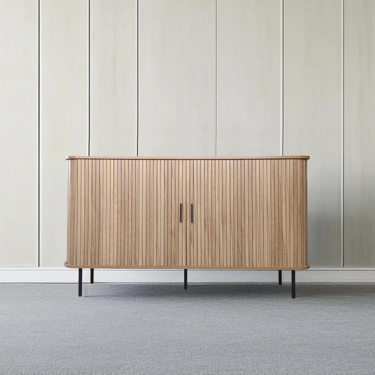 CONCEPT USINE Buffet en bois cannelé à portes coulissantes 140cm SEMARANG