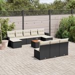 VIDAXL Salon de jardin 11 pcs avec coussins noir resine tressee