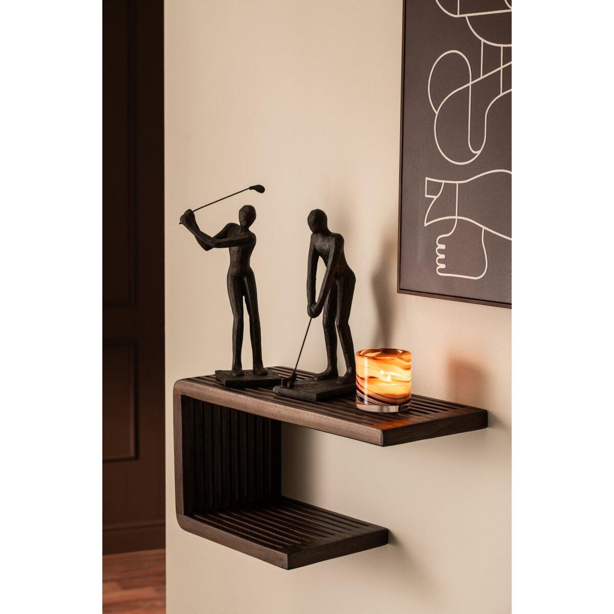 Voir la diapositive 5 : J-LINE Étagère murale en bois  lars  50cm marron