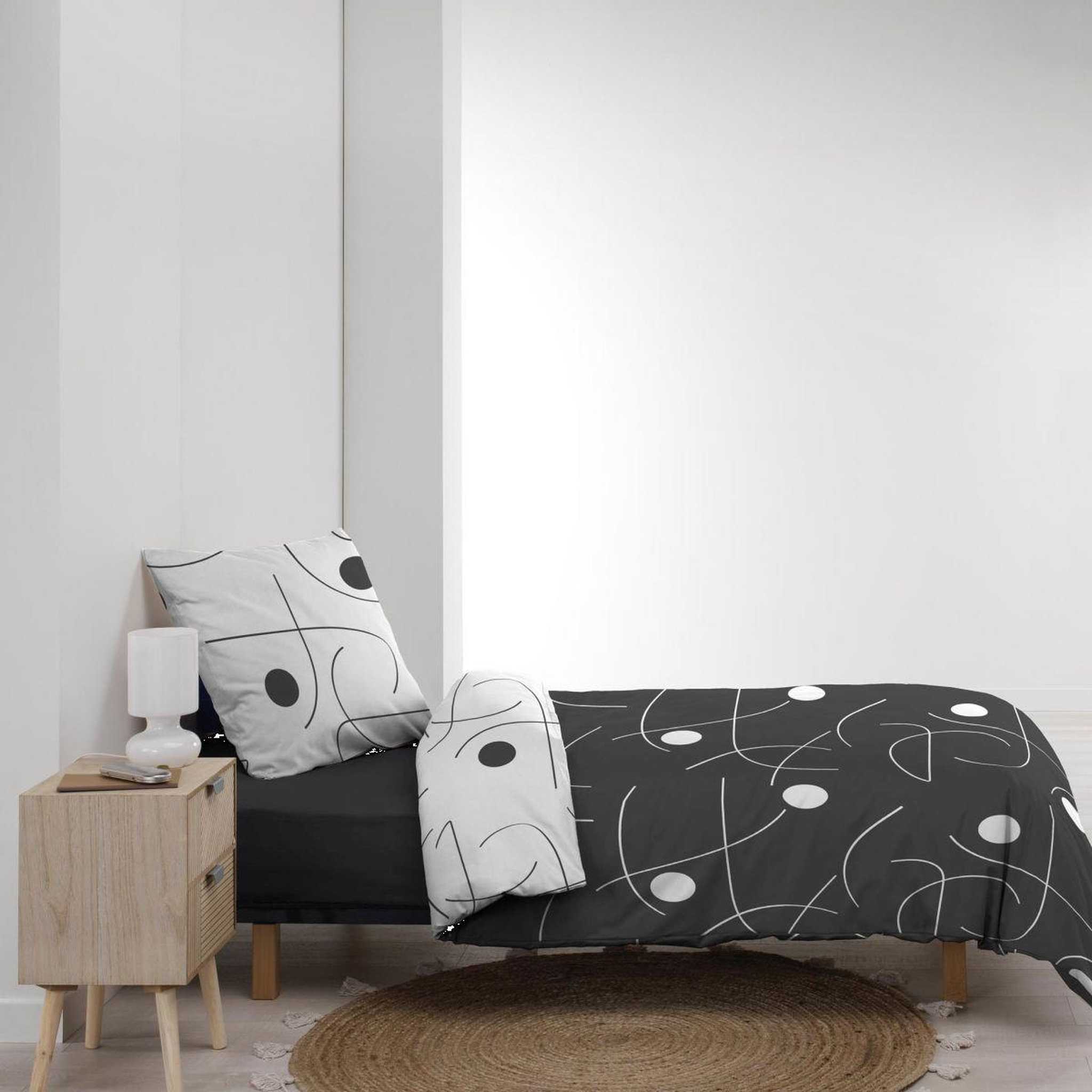 Voir la diapositive 3 : Douceur d'Intérieur Parure de Lit 2 Pièces Réversible  Sonate  140x200cm Gris
