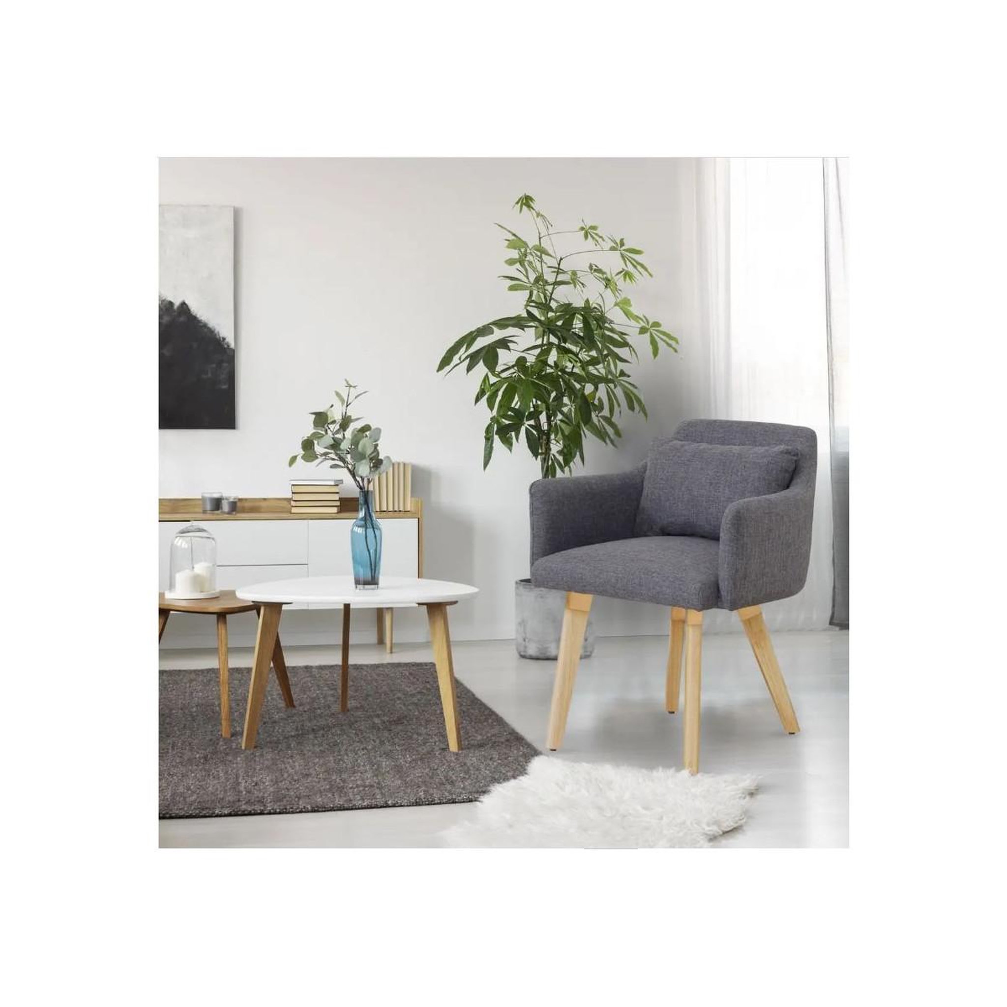 Voir la diapositive 5 : Paris Prix Fauteuil scandinave  alan  70cm gris clair