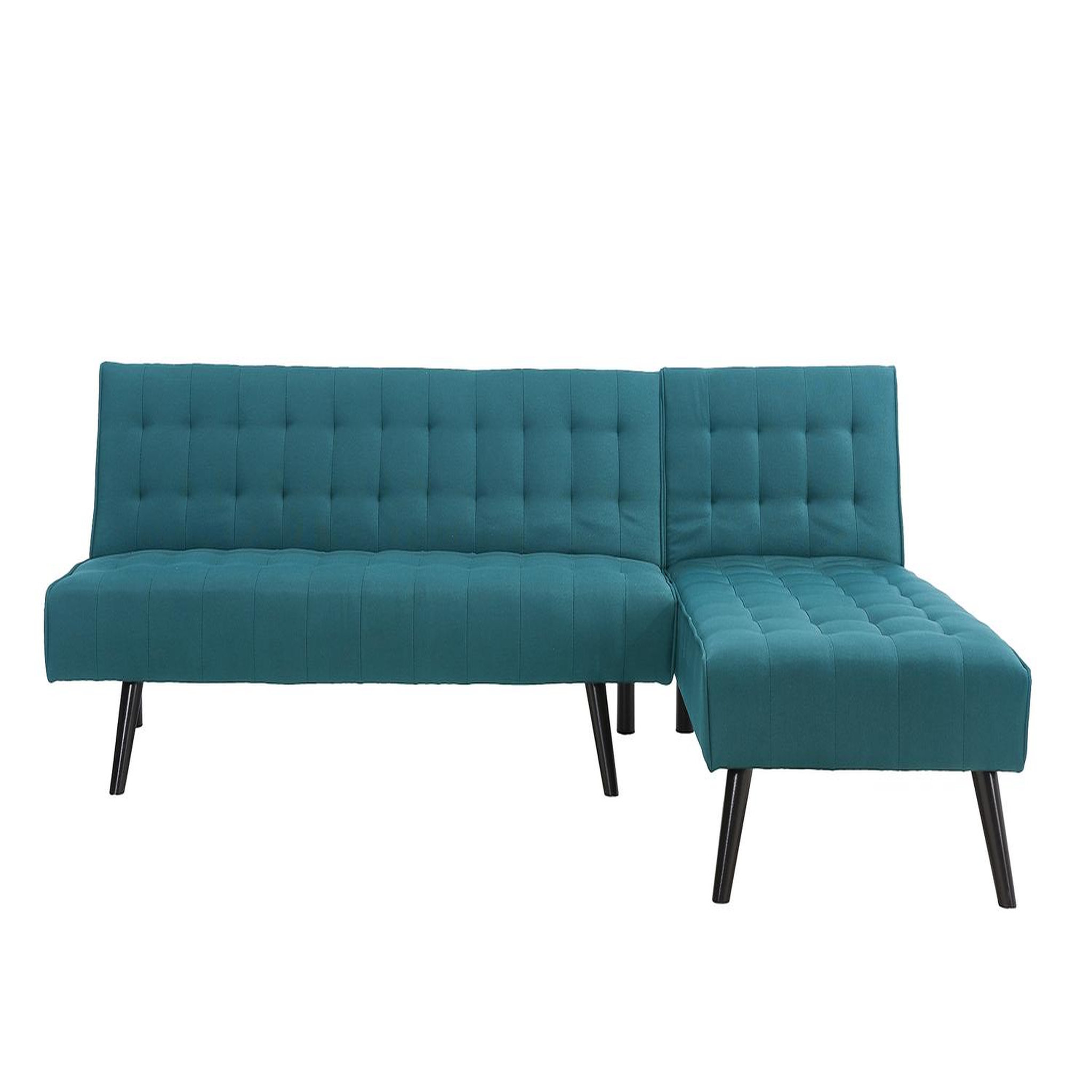Voir la diapositive 1 : CONCEPT USINE Canapé d'angle réversible convertible 4 places en tissu bleu canard TIM