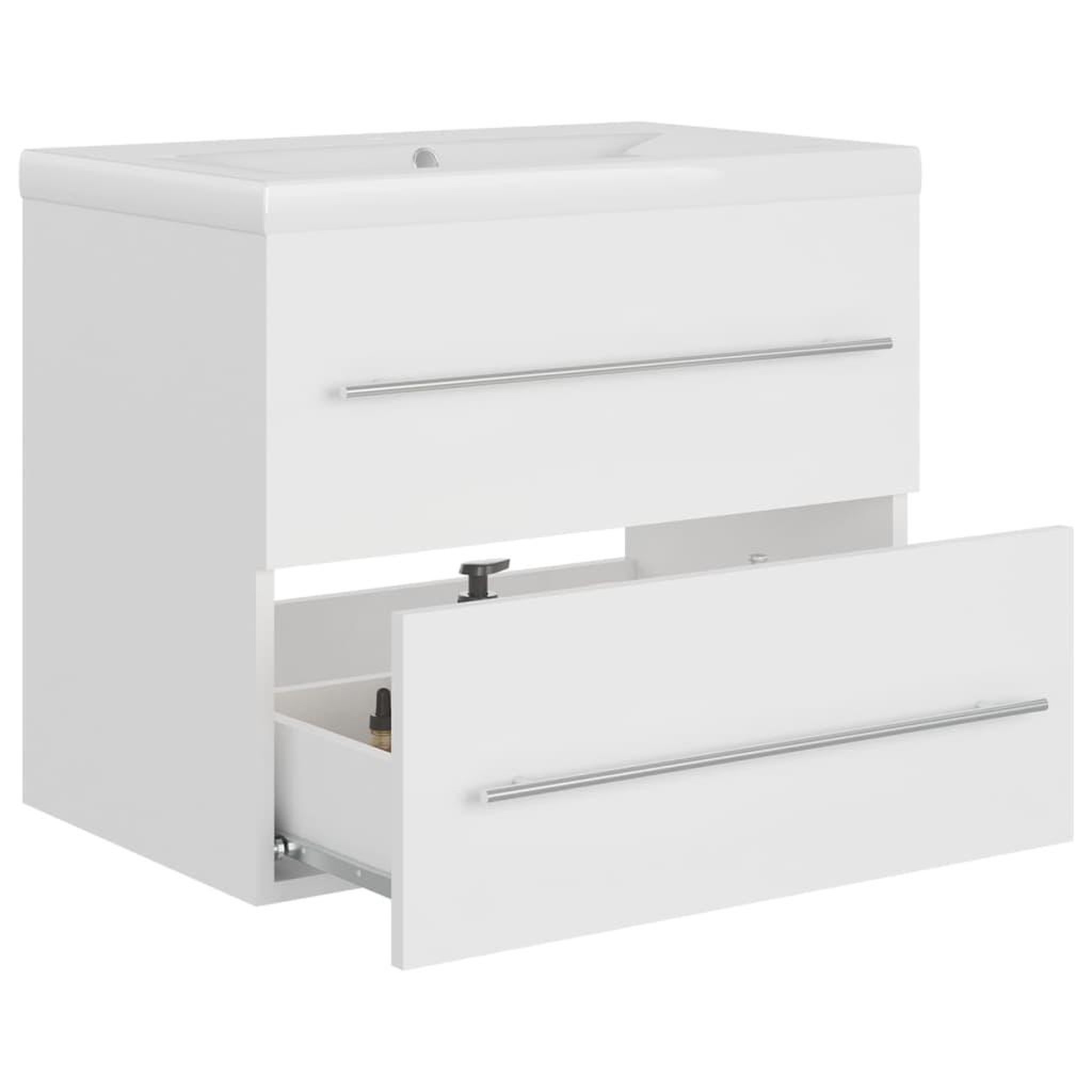Voir la diapositive 4 : VIDAXL Armoire d'evier avec lavabo integre Blanc Agglomere